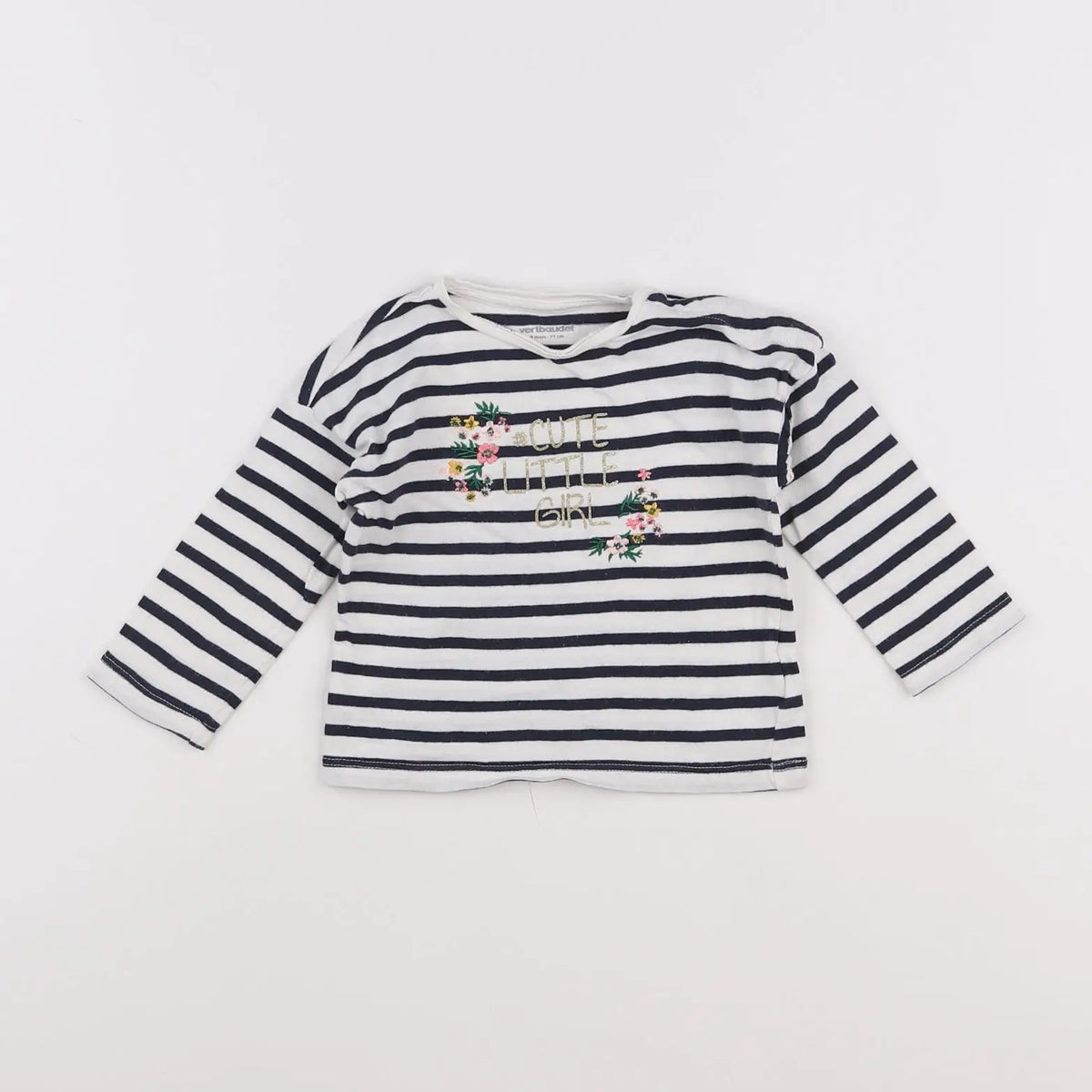 Vertbaudet - tee-shirt blanc, bleu - 9 mois