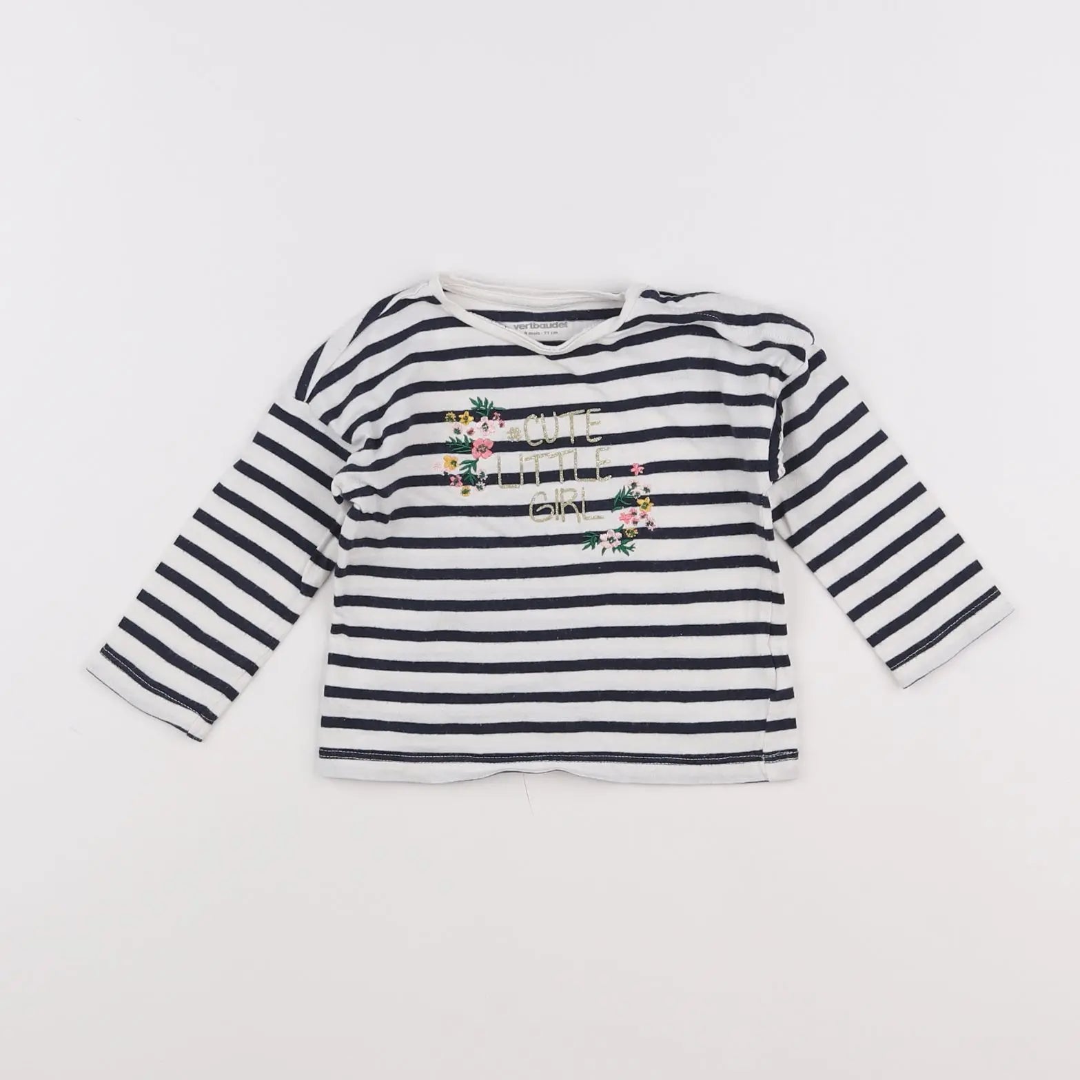 Vertbaudet - tee-shirt blanc, bleu - 9 mois