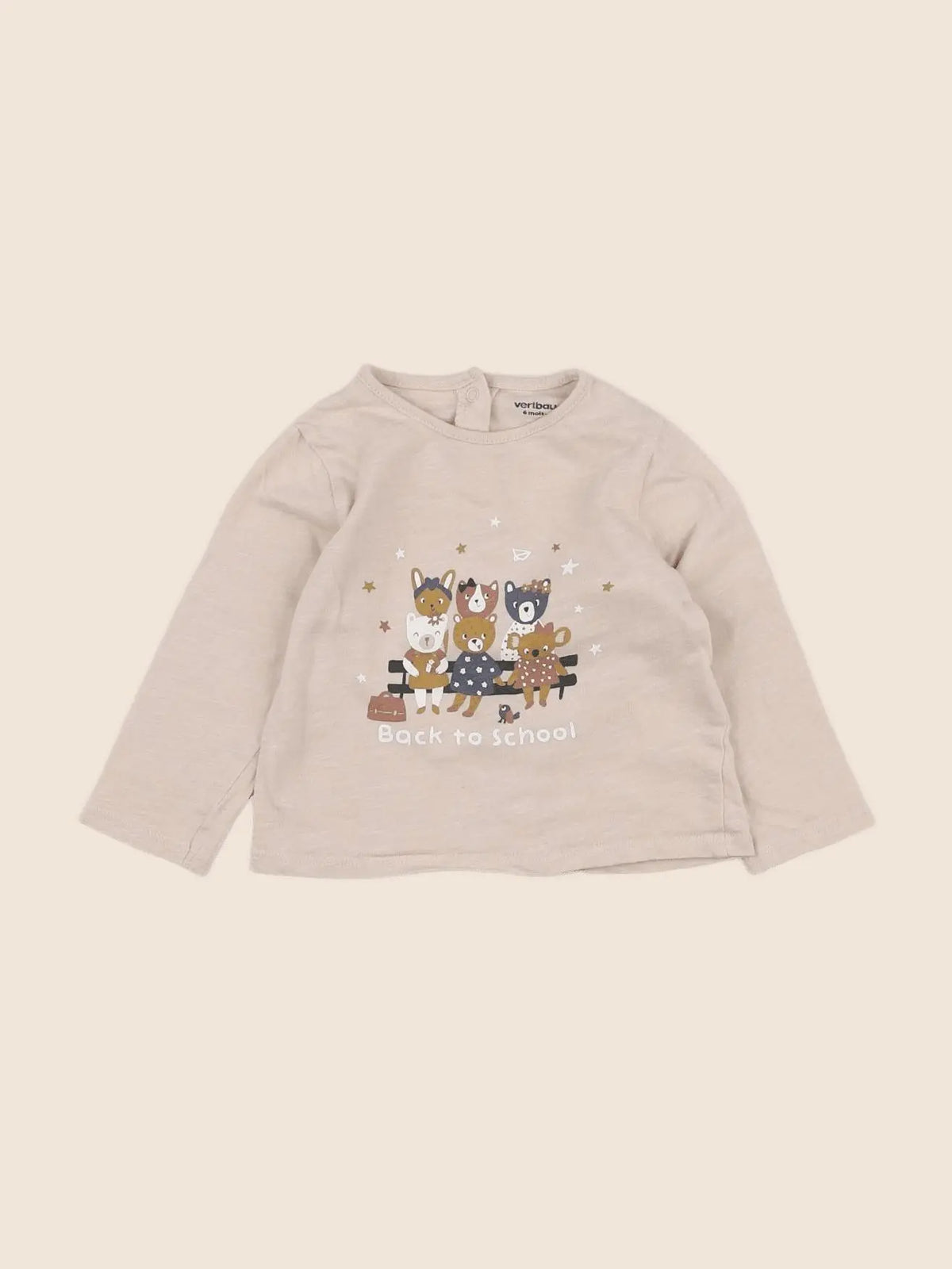 Vertbaudet - tee-shirt beige - 6 mois