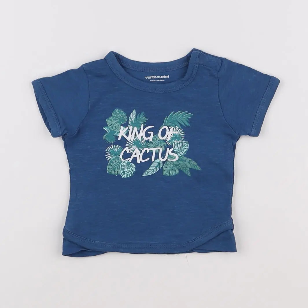 Vertbaudet - tee-shirt bleu - 3 mois