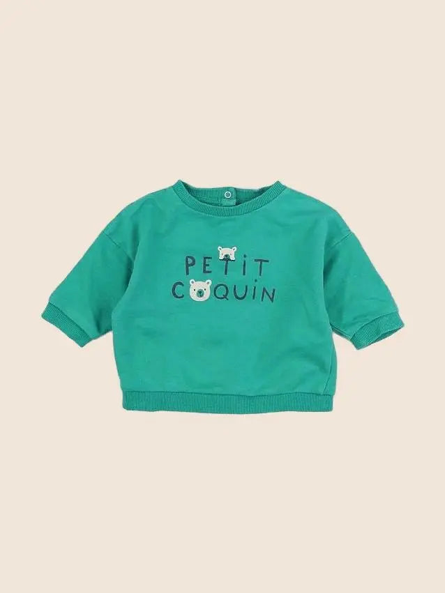 Vertbaudet - sweat vert - 6 mois