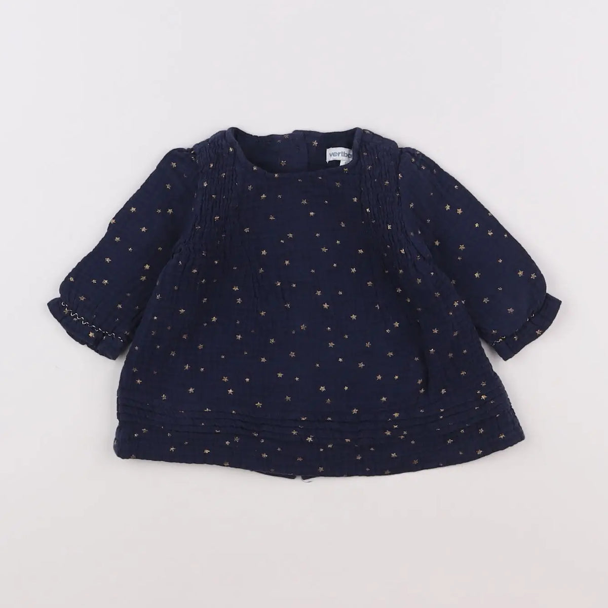 Vertbaudet - robe bleu, or - 3 mois