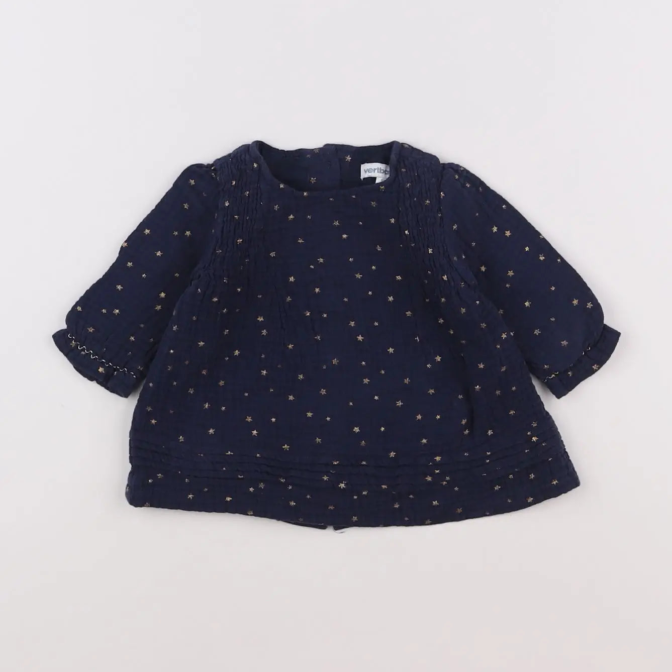 Vertbaudet - robe bleu, or - 3 mois