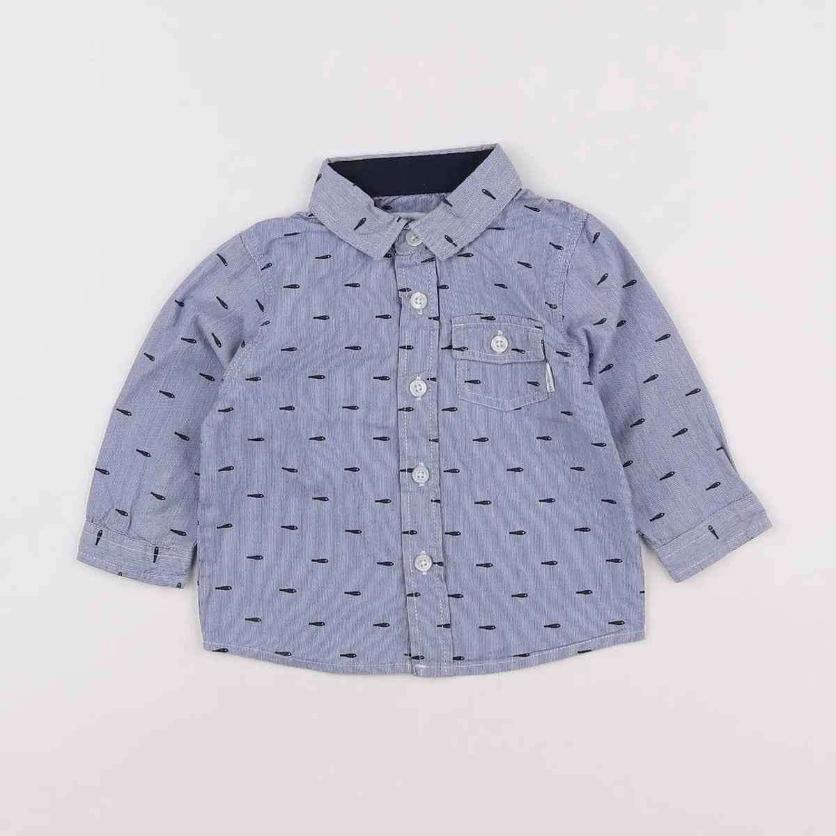 Vertbaudet - chemise bleu - 9 mois