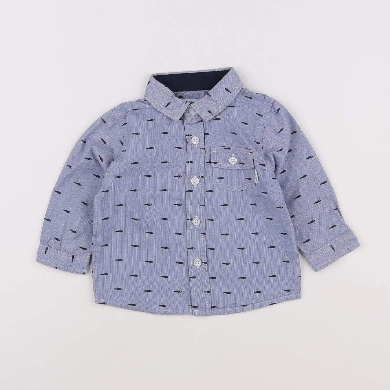 Vertbaudet - chemise bleu - 9 mois