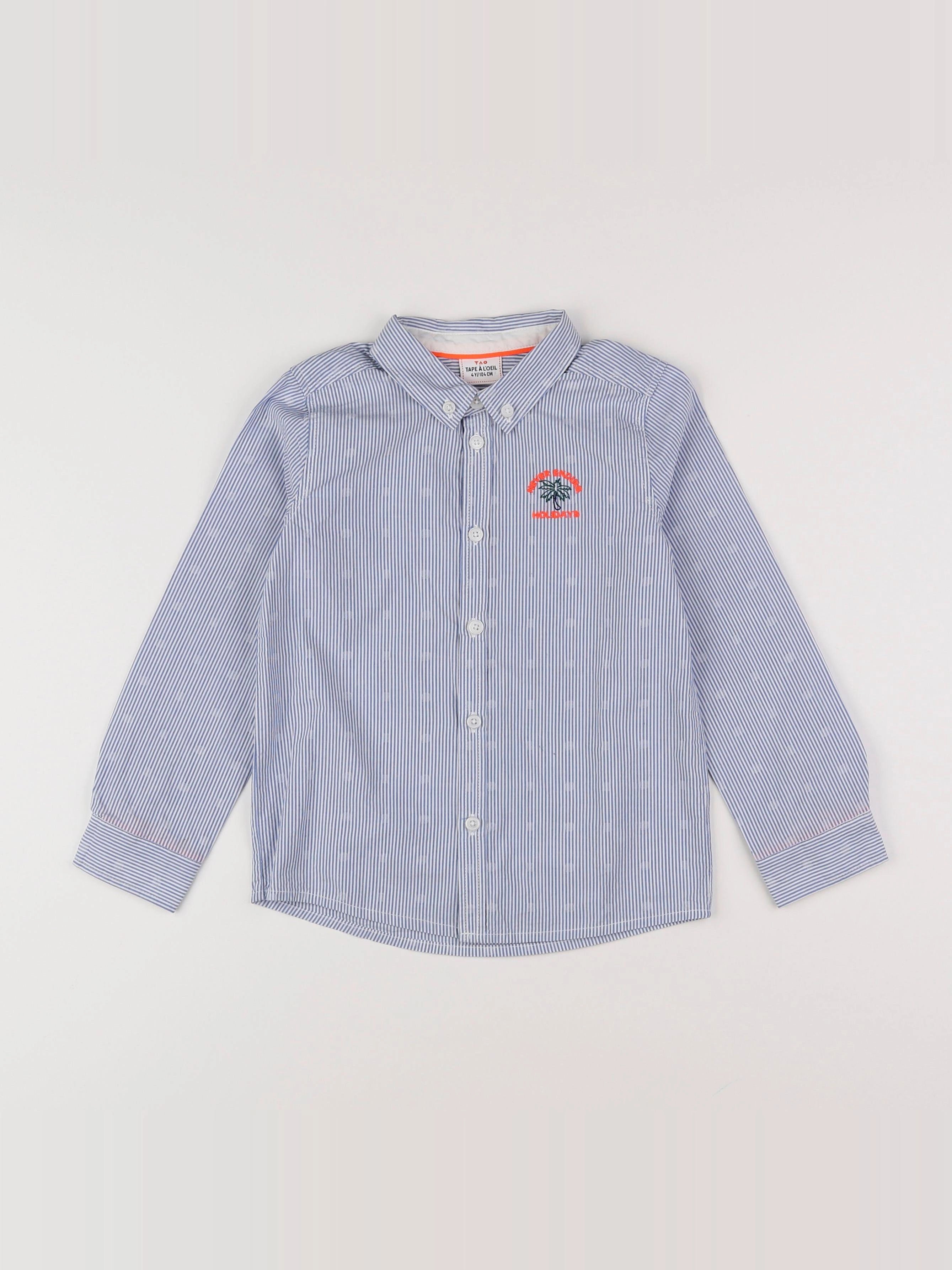 Tape à l'oeil - chemise bleu, blanc - 4 ans