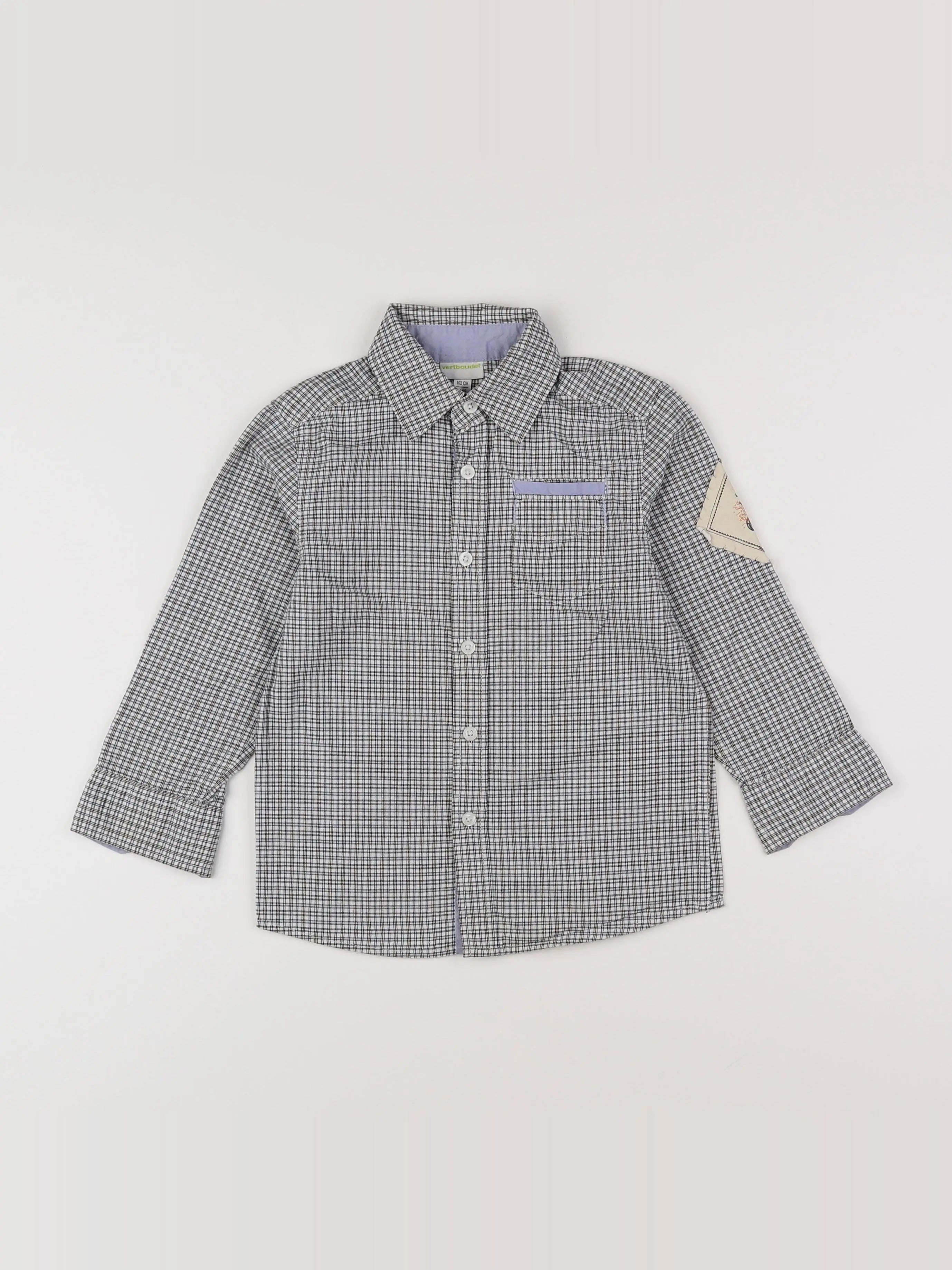 Vertbaudet - chemise imprimé au dos beige, gris - 4 ans
