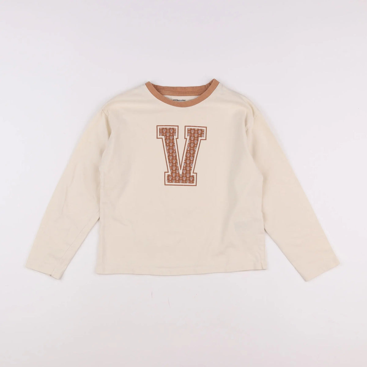 Vertbaudet - tee-shirt beige - 8 ans