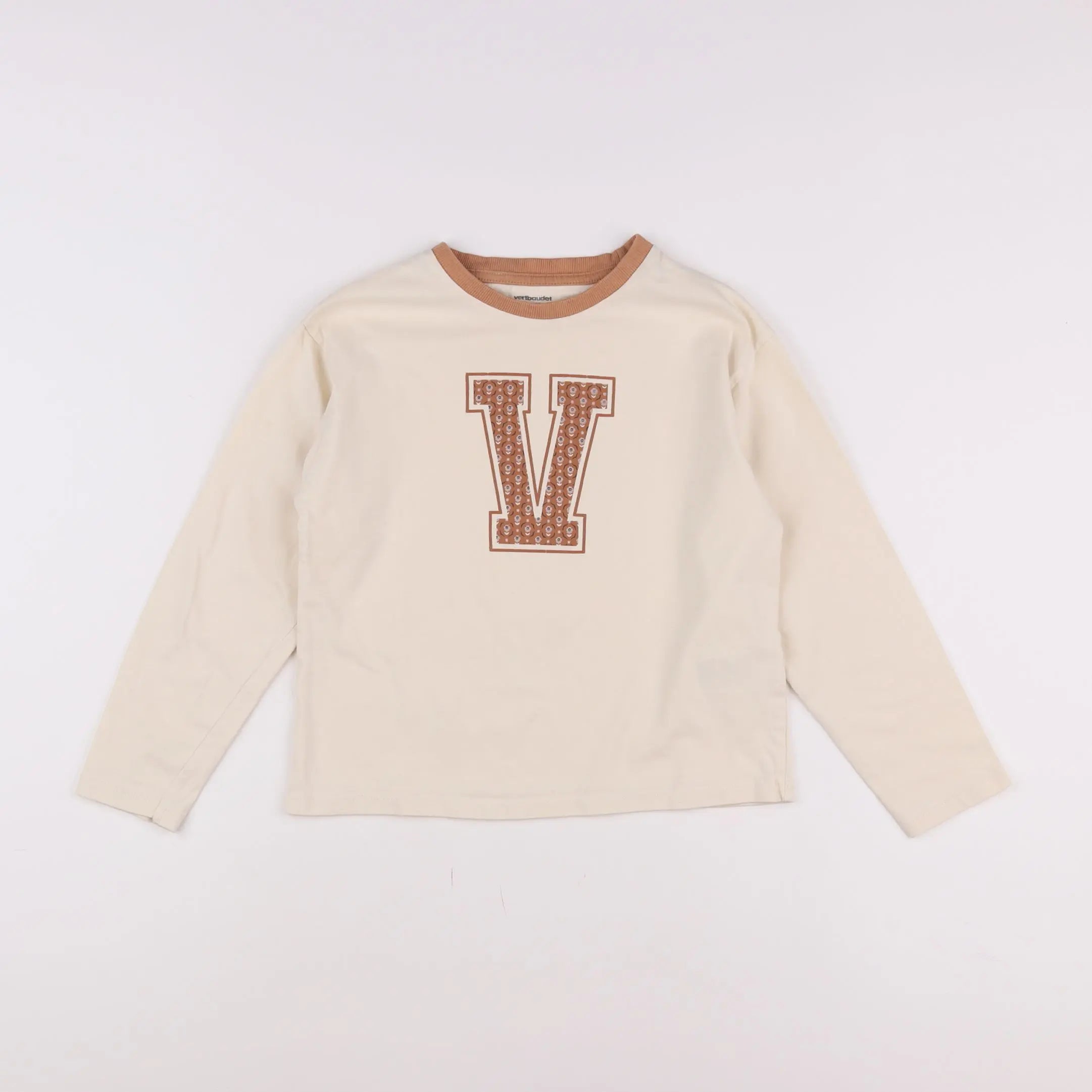 Vertbaudet - tee-shirt beige - 8 ans