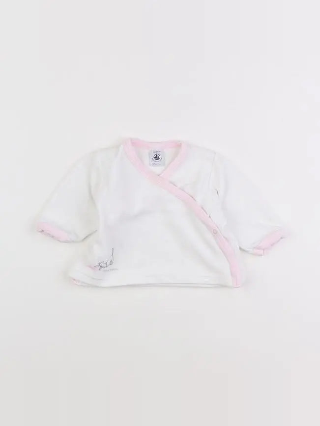Petit Bateau - sweat blanc, rose - 3 mois