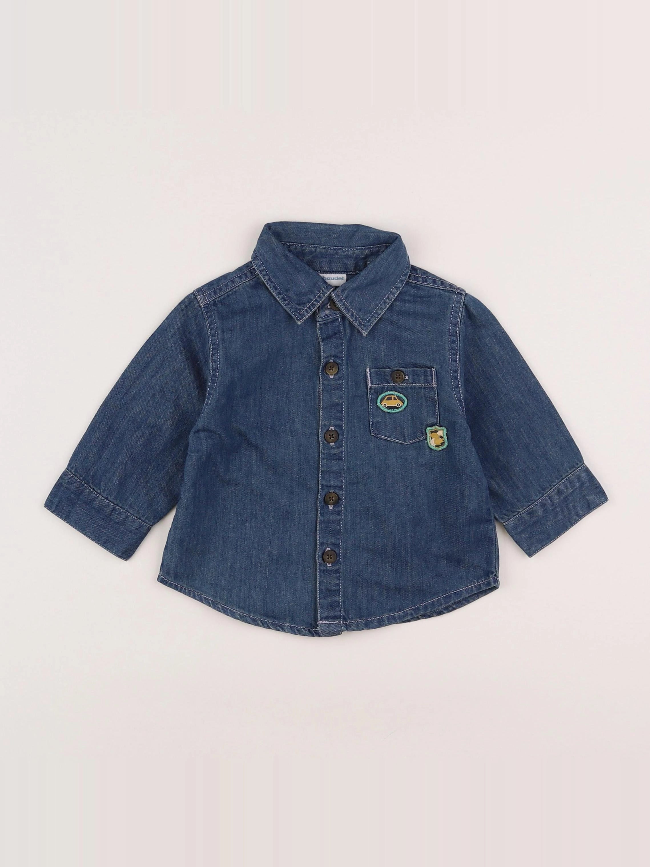 Vertbaudet - chemise bleu - 9 mois