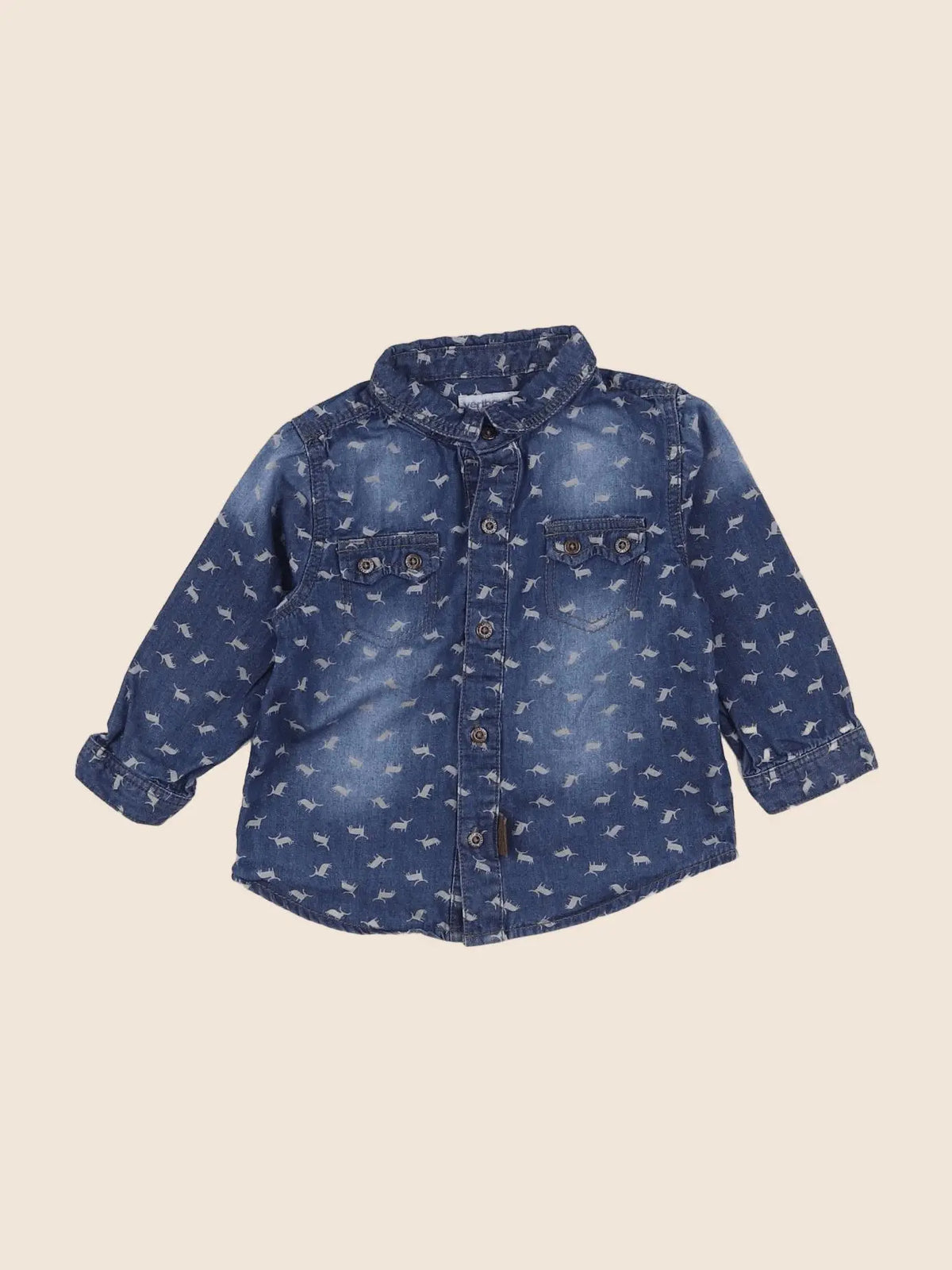 Vertbaudet - chemise bleu - 12 mois