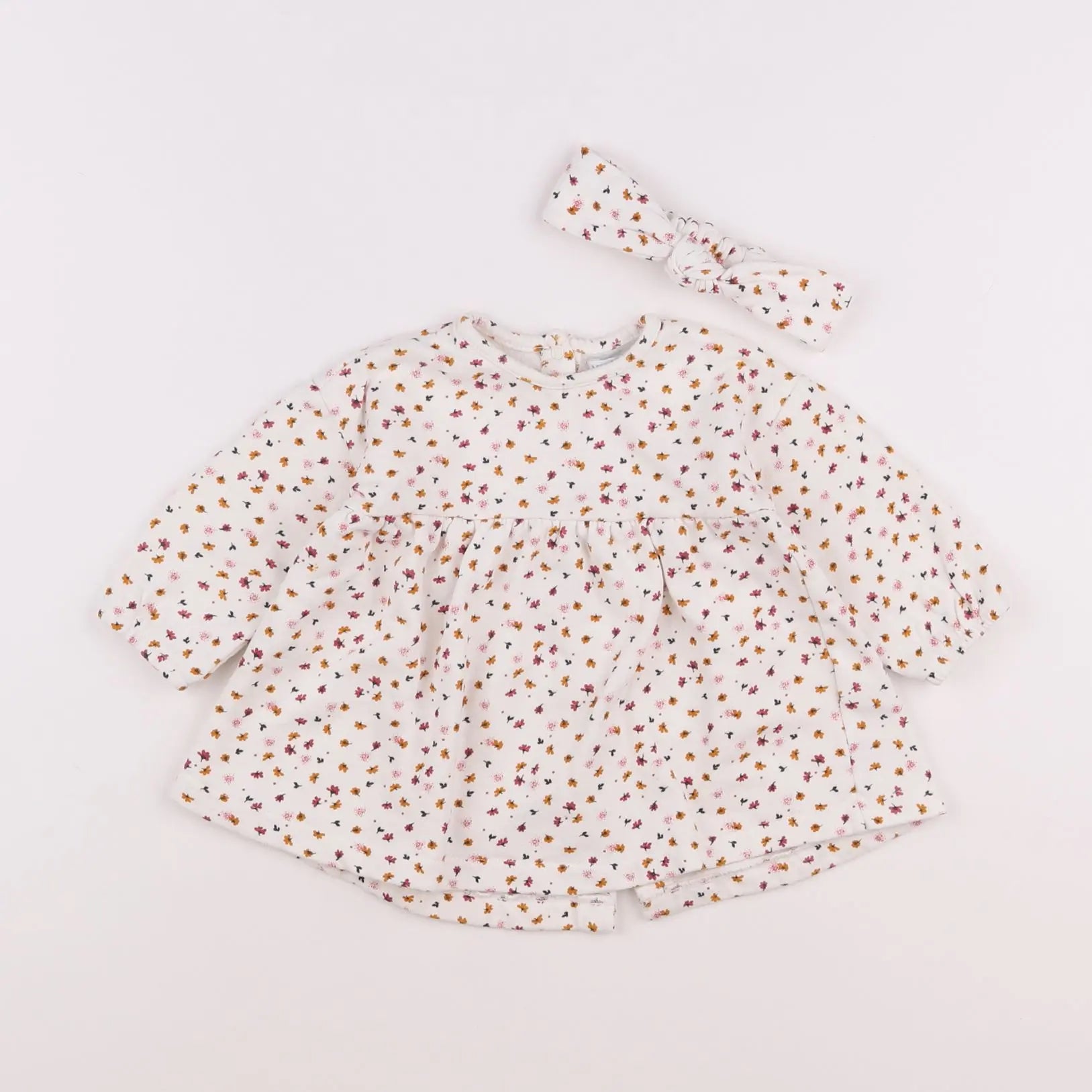 Vertbaudet - robe beige, blanc, rose - 18 mois