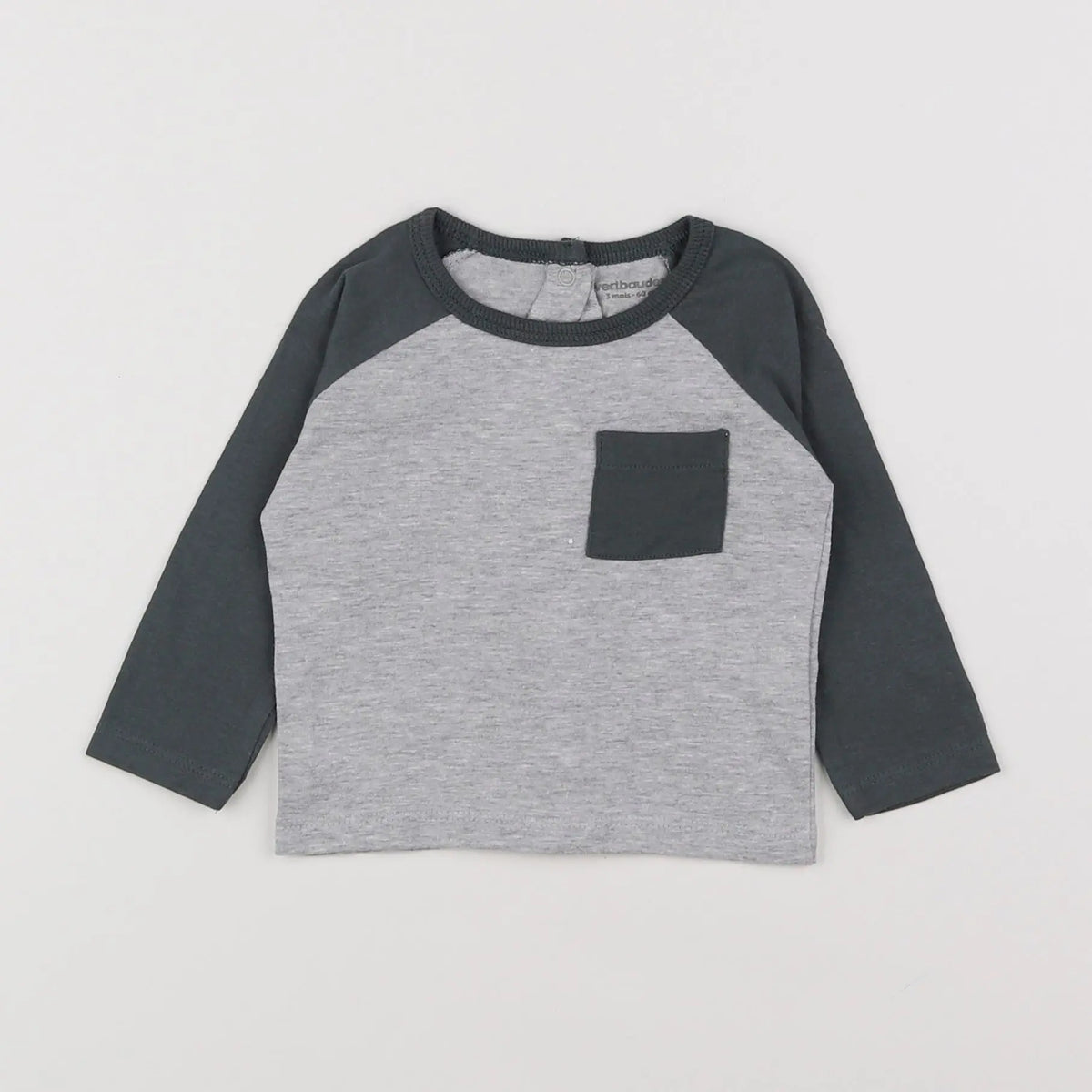 Vertbaudet - tee-shirt vert, gris - 3 mois