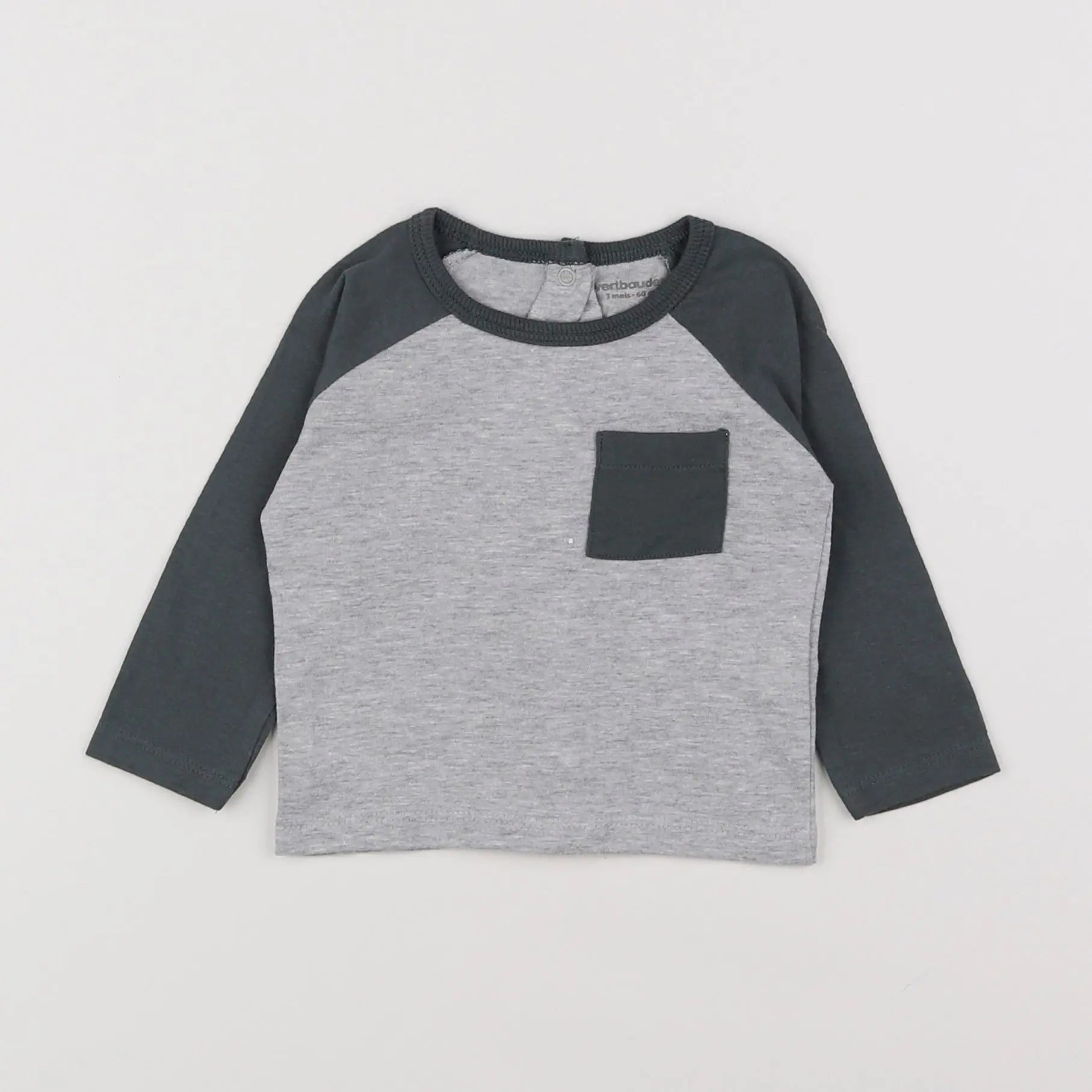 Vertbaudet - tee-shirt vert, gris - 3 mois