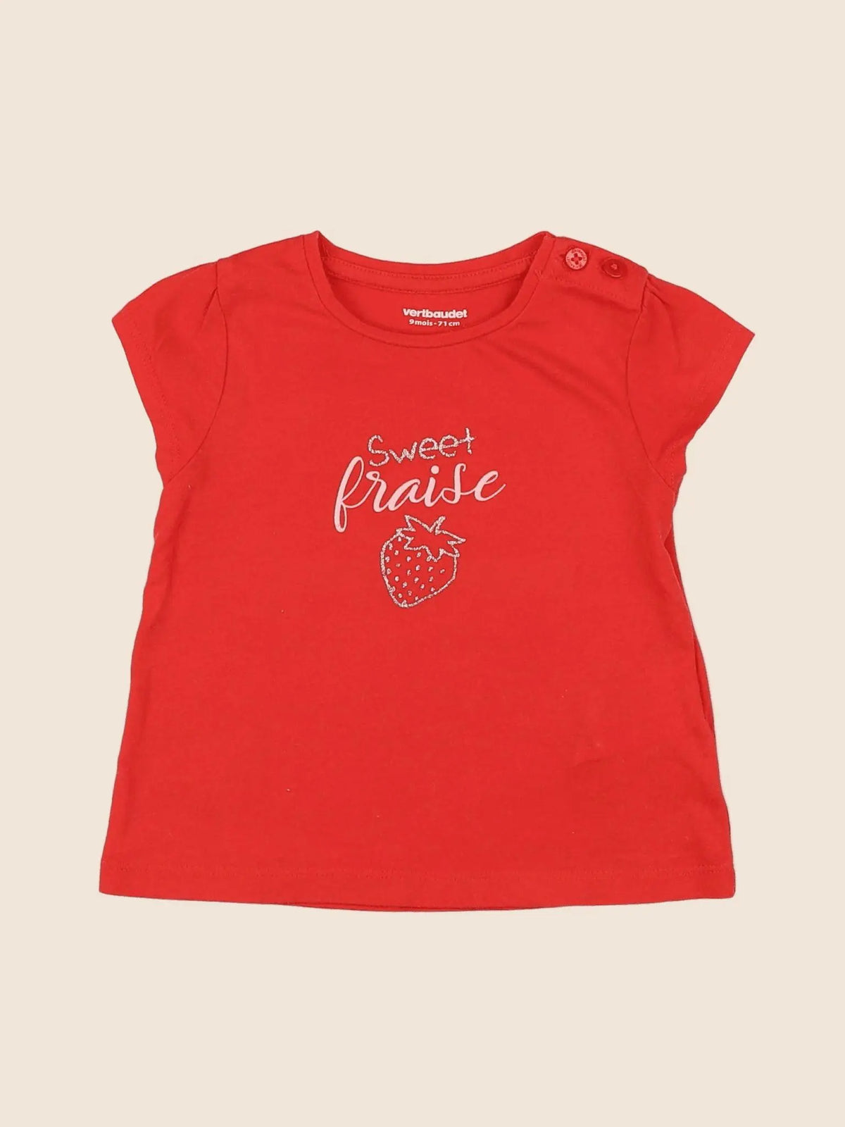 Vertbaudet - tee-shirt rouge - 9 mois