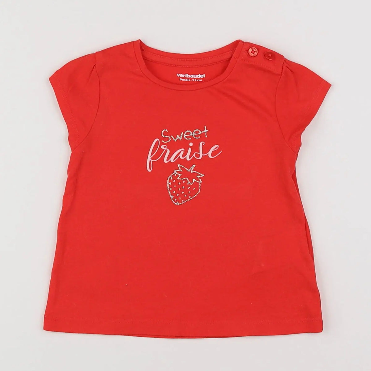Vertbaudet - tee-shirt rouge - 9 mois