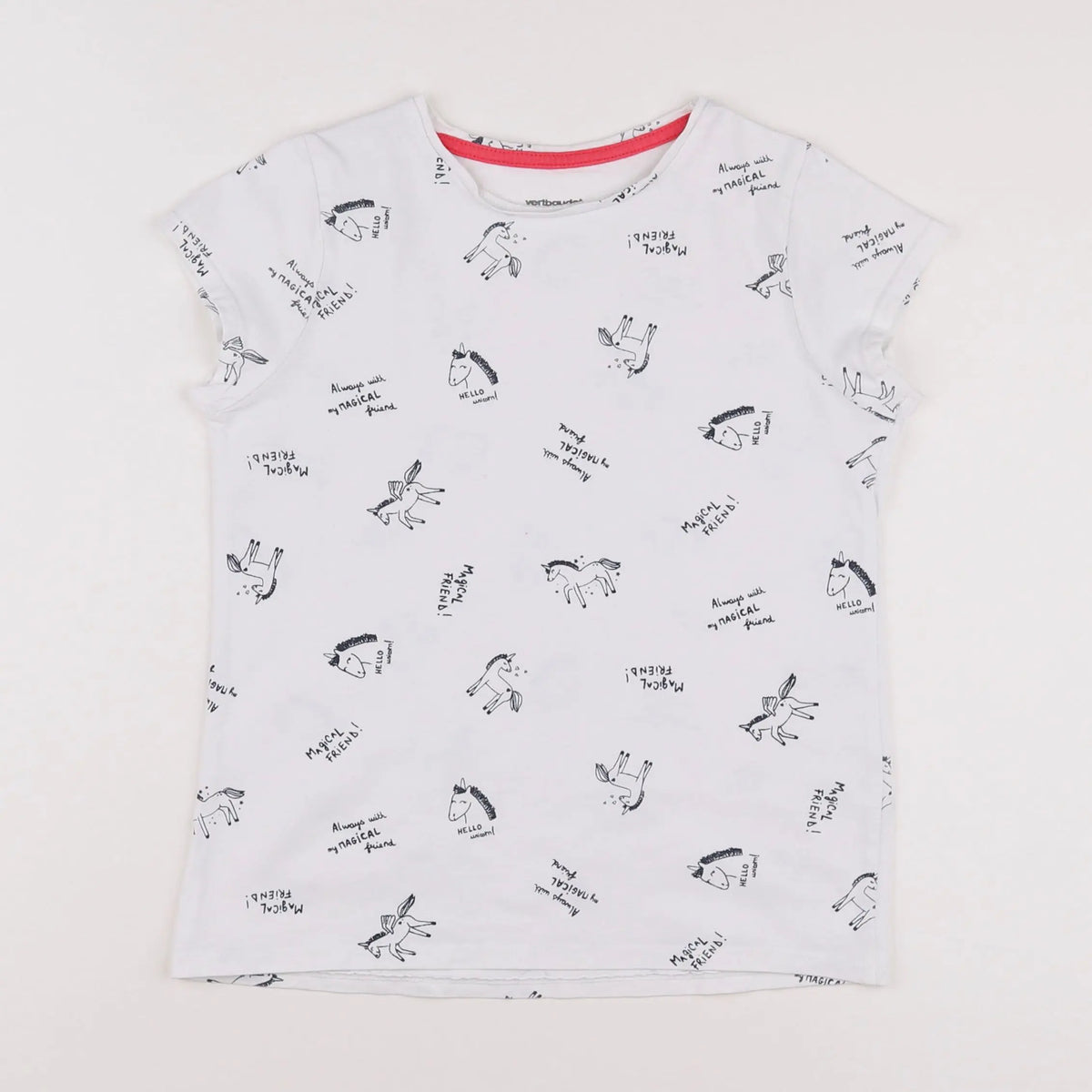 Vertbaudet - tee-shirt blanc, bleu - 10 ans
