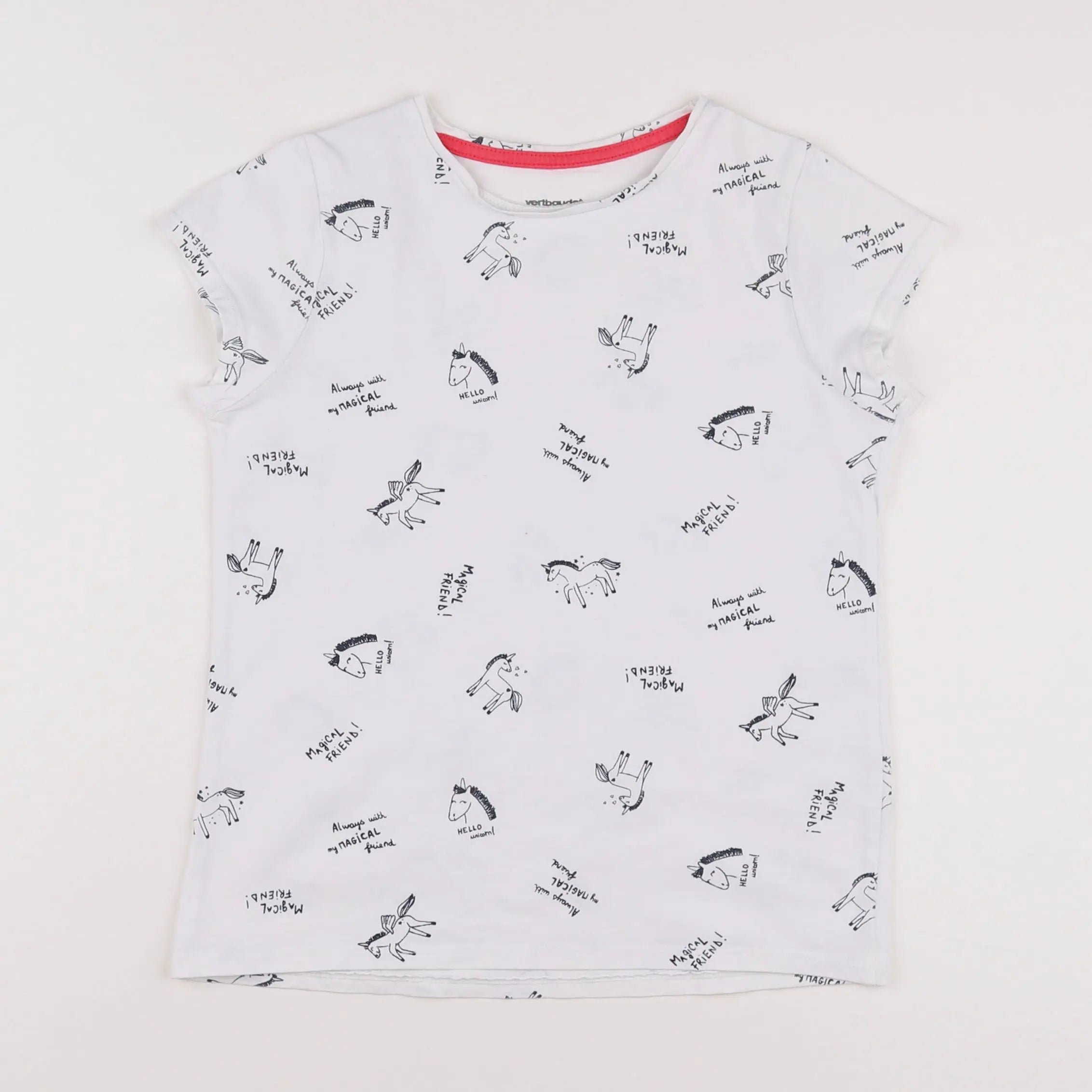 Vertbaudet - tee-shirt blanc, bleu - 10 ans