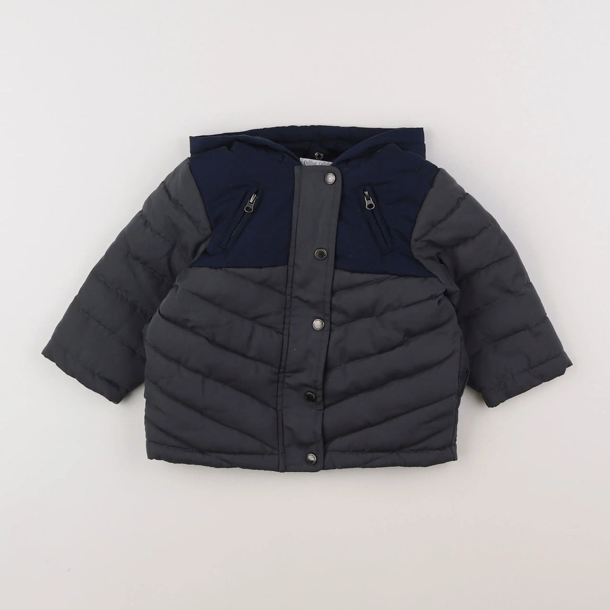 Vertbaudet - doudoune bleu, gris - 12 mois