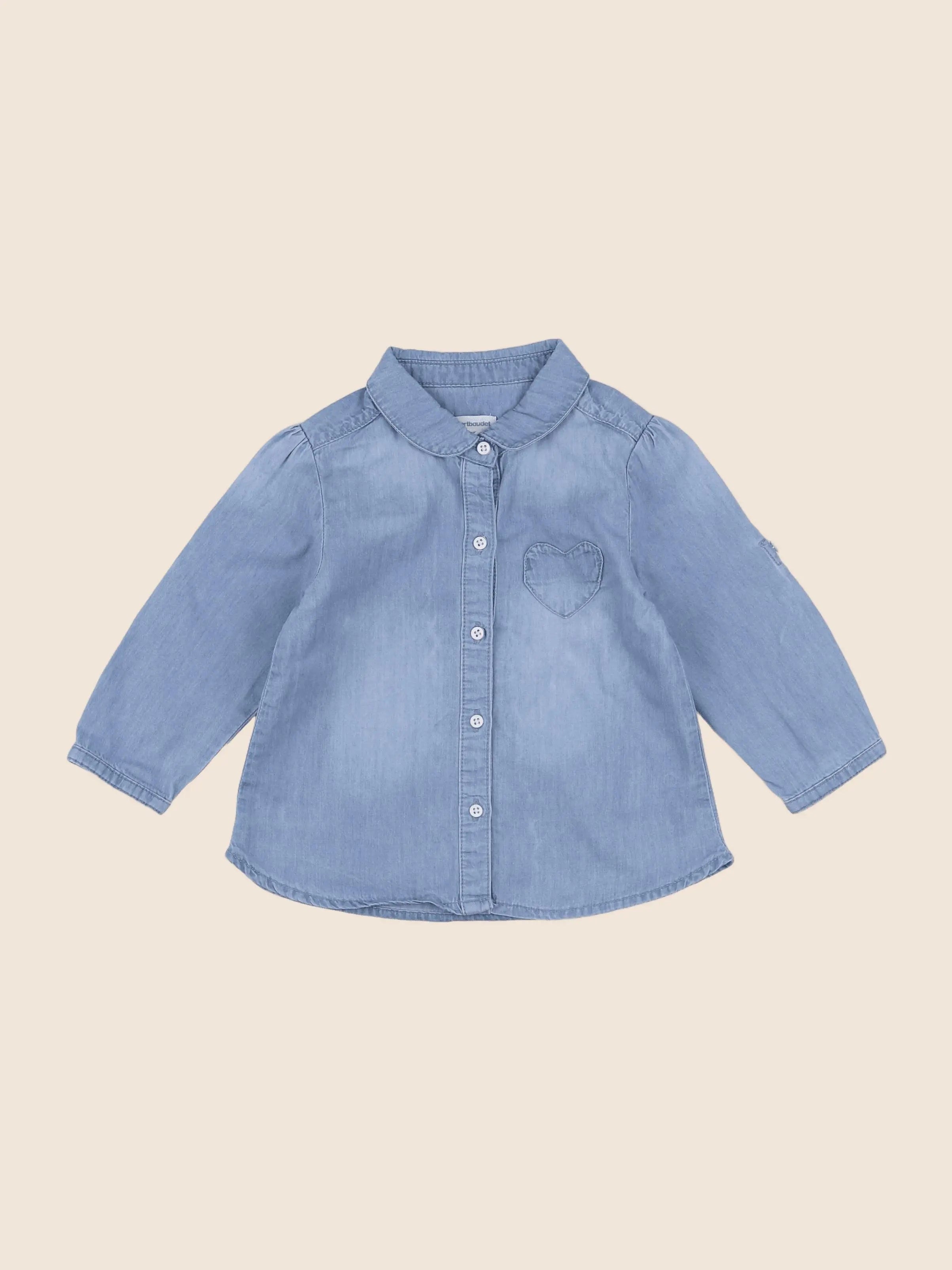 Vertbaudet - chemise bleu - 12 mois