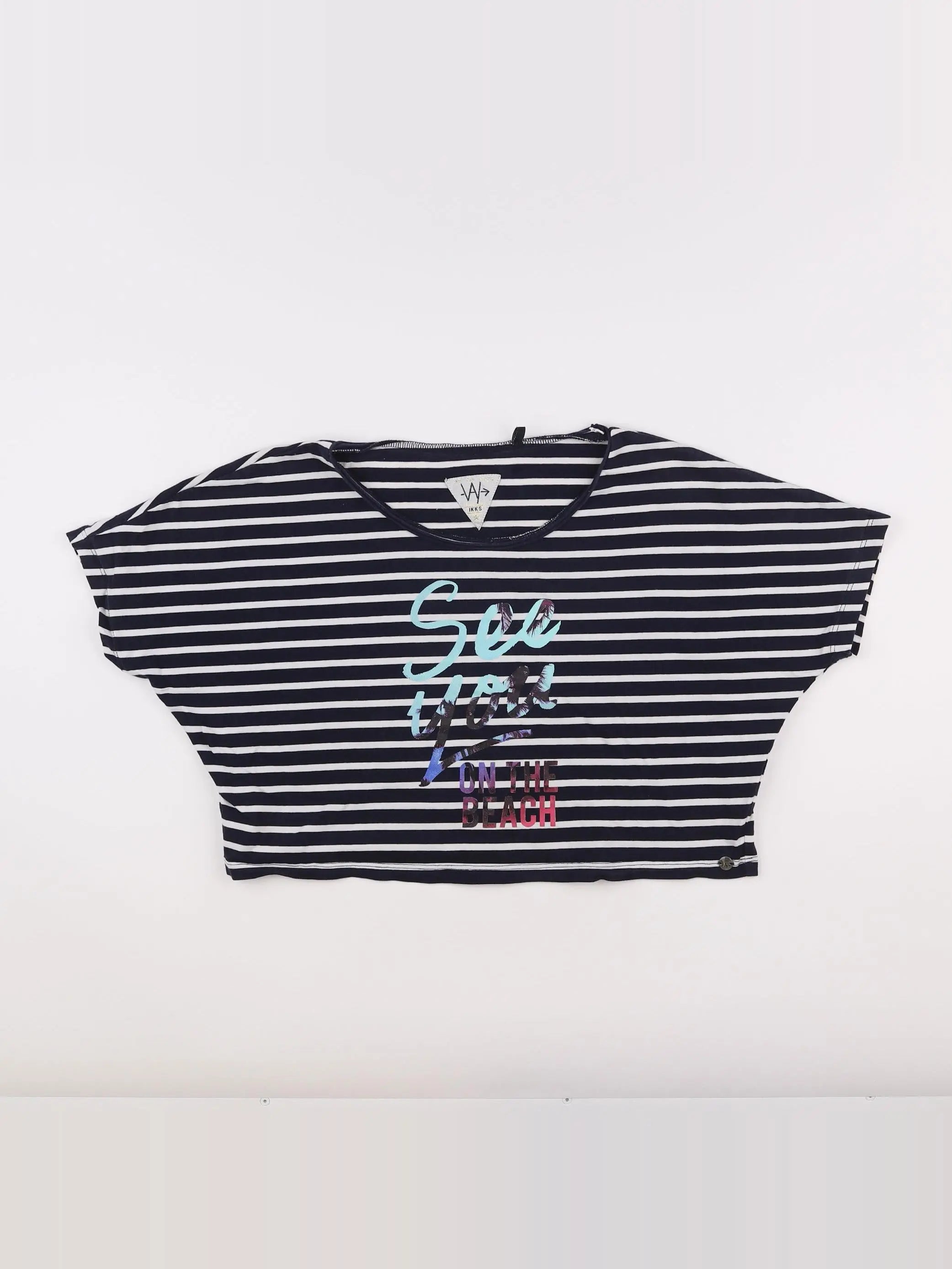 IKKS - tee-shirt court bleu, blanc - 12 ans