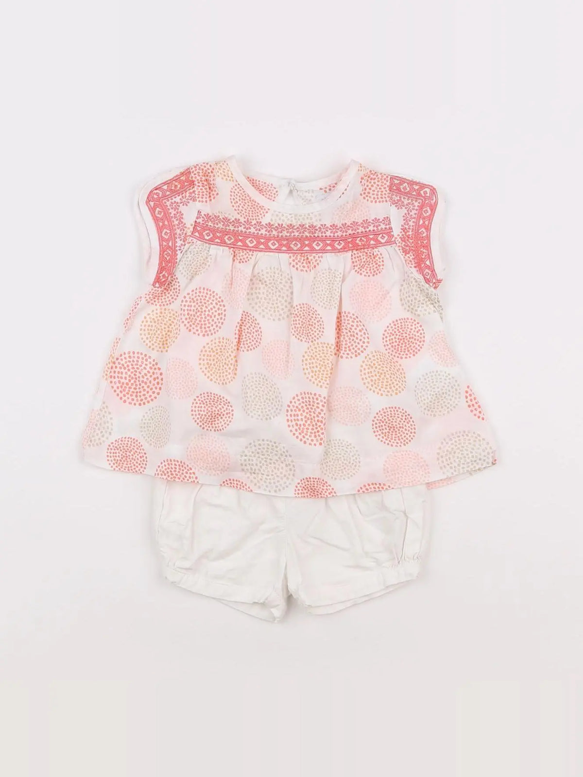 Vertbaudet - ensemble blanc, rose - 6 mois