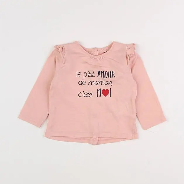 Vertbaudet - tee-shirt rose - 9 mois