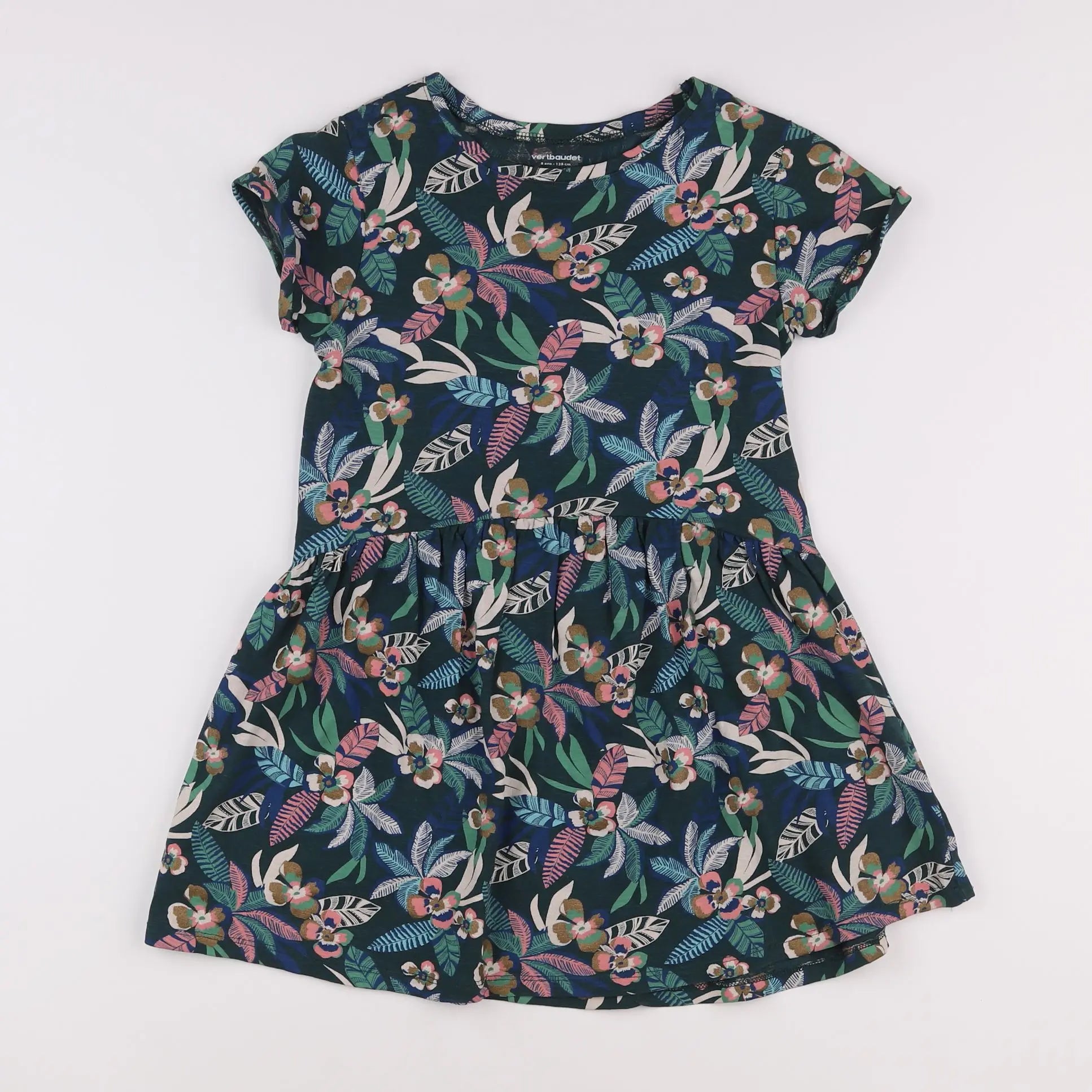 Vertbaudet - robe vert - 8 ans