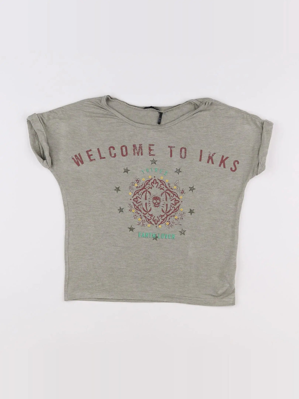 IKKS - tee-shirt gris, vert - 8 ans
