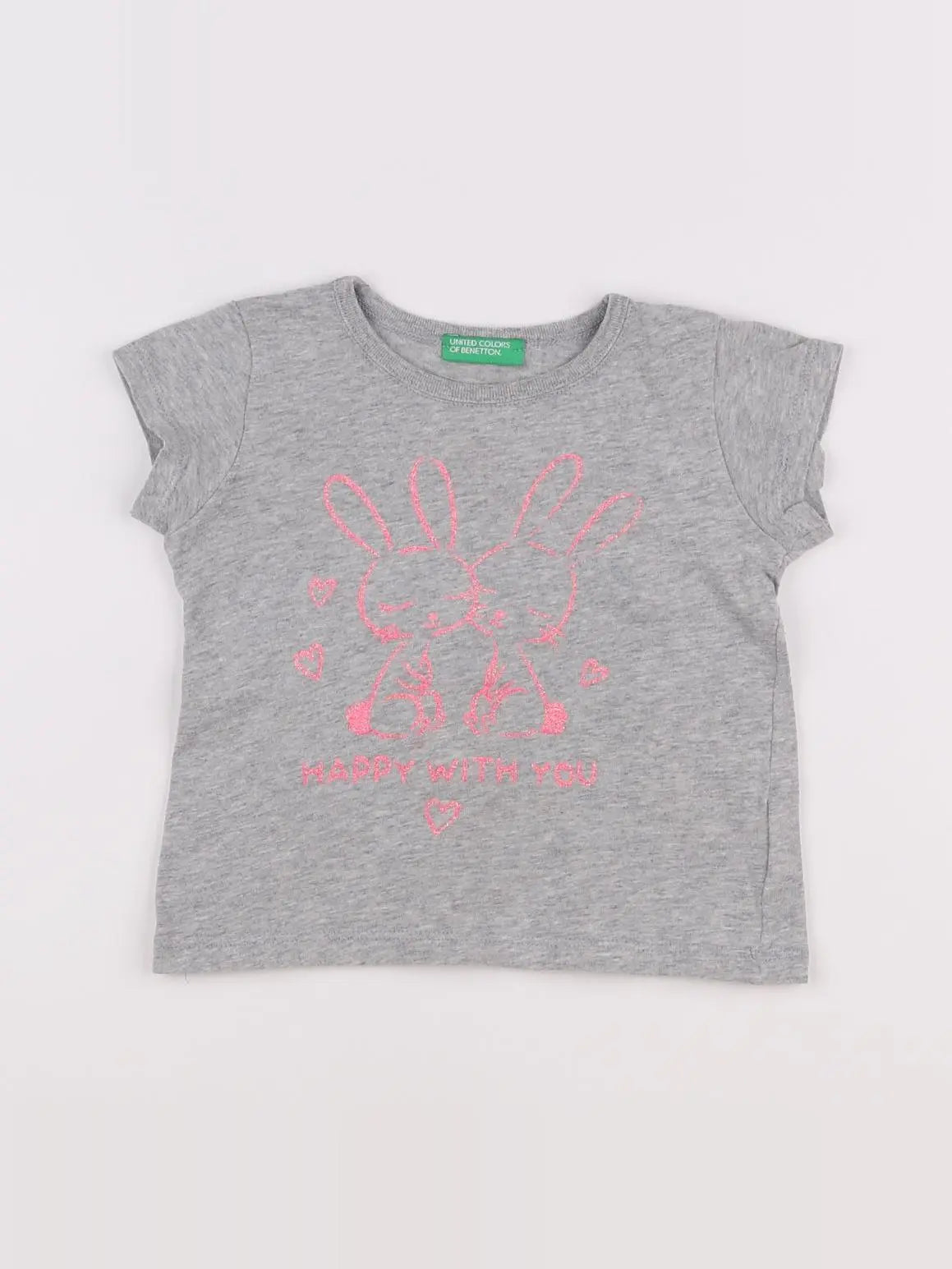 Benetton - tee-shirt gris - 12 mois à 2 ans
