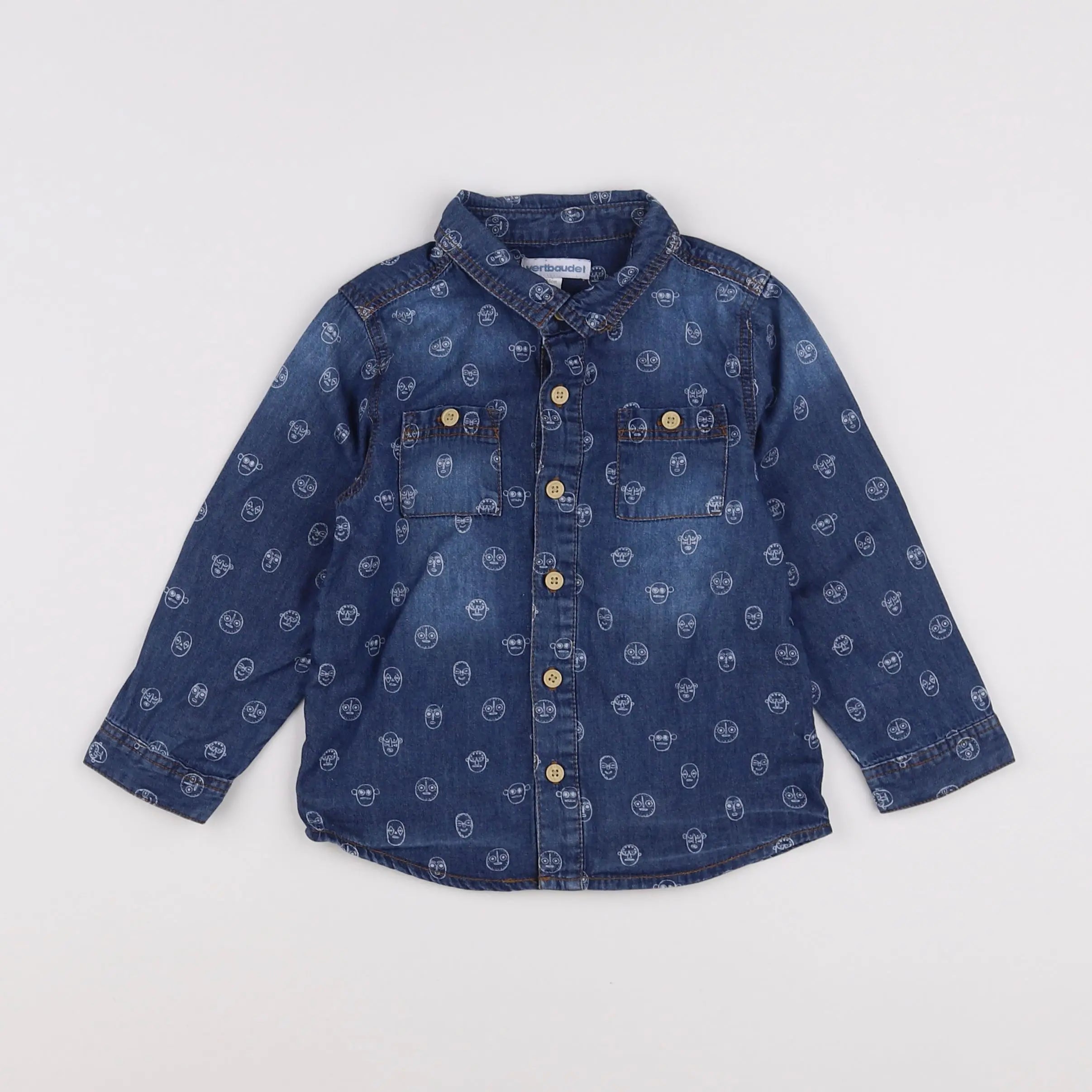 Vertbaudet - chemise bleu - 2 ans