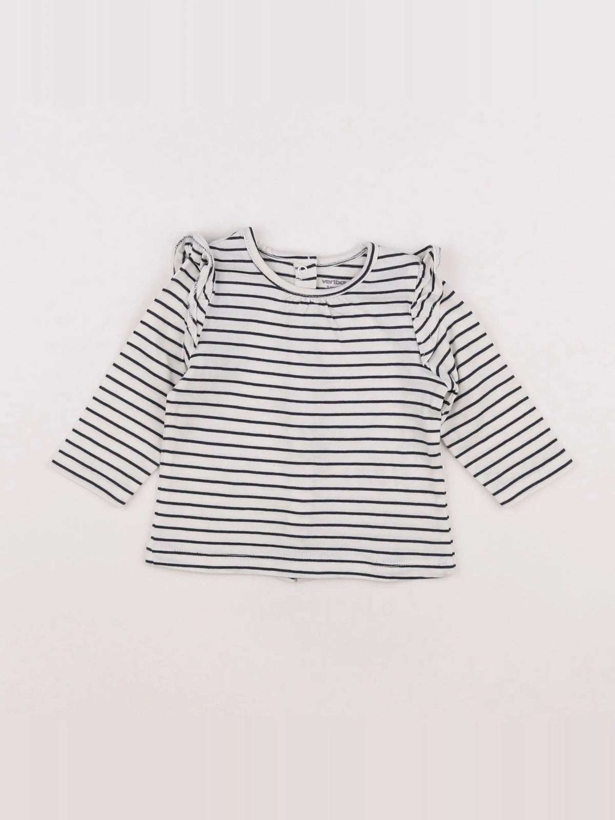 Vertbaudet - tee-shirt blanc, bleu - 3 mois