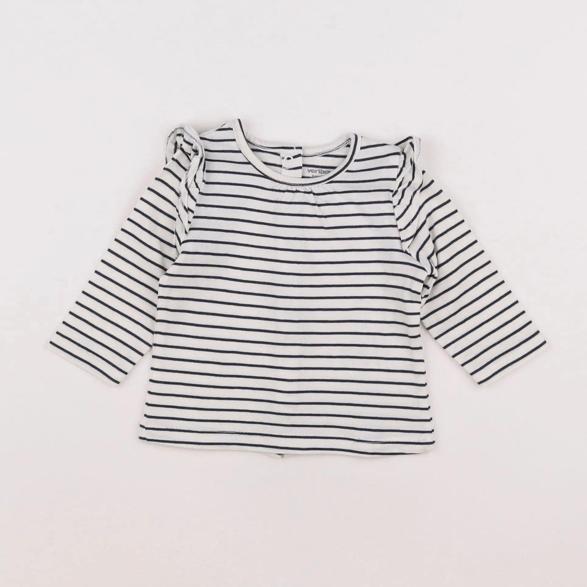 Vertbaudet - tee-shirt blanc, bleu - 3 mois