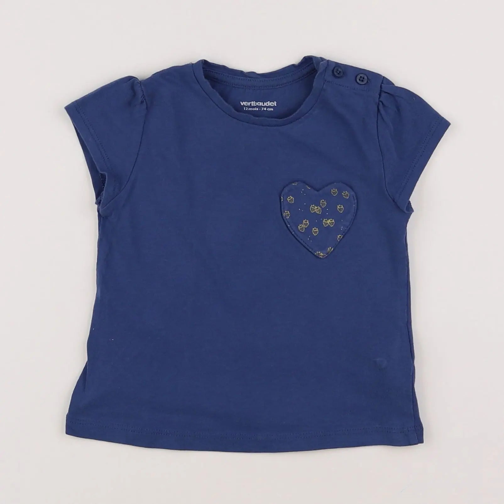 Vertbaudet - tee-shirt bleu - 12 mois