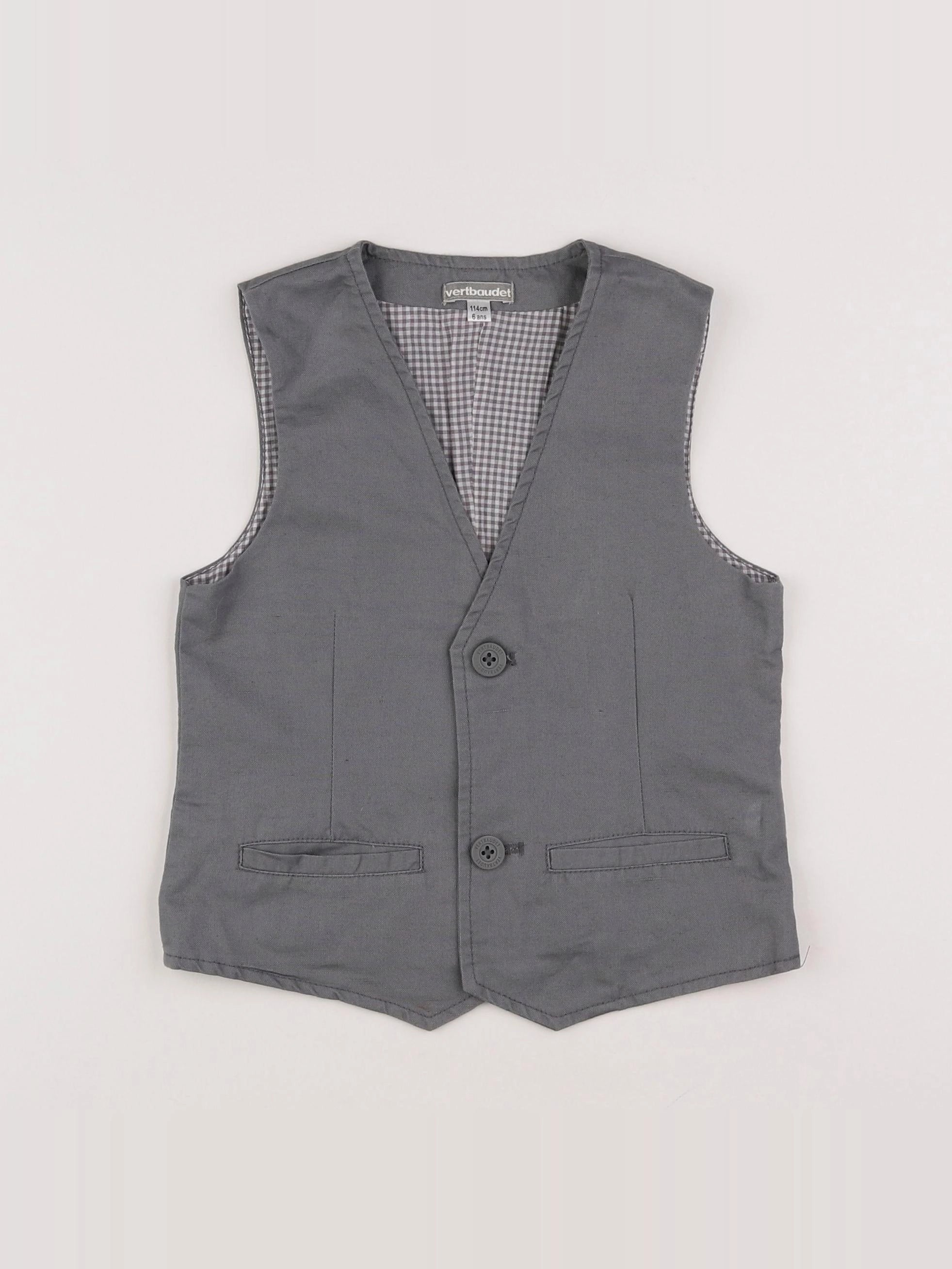 Vertbaudet - gilet gris - 6 ans