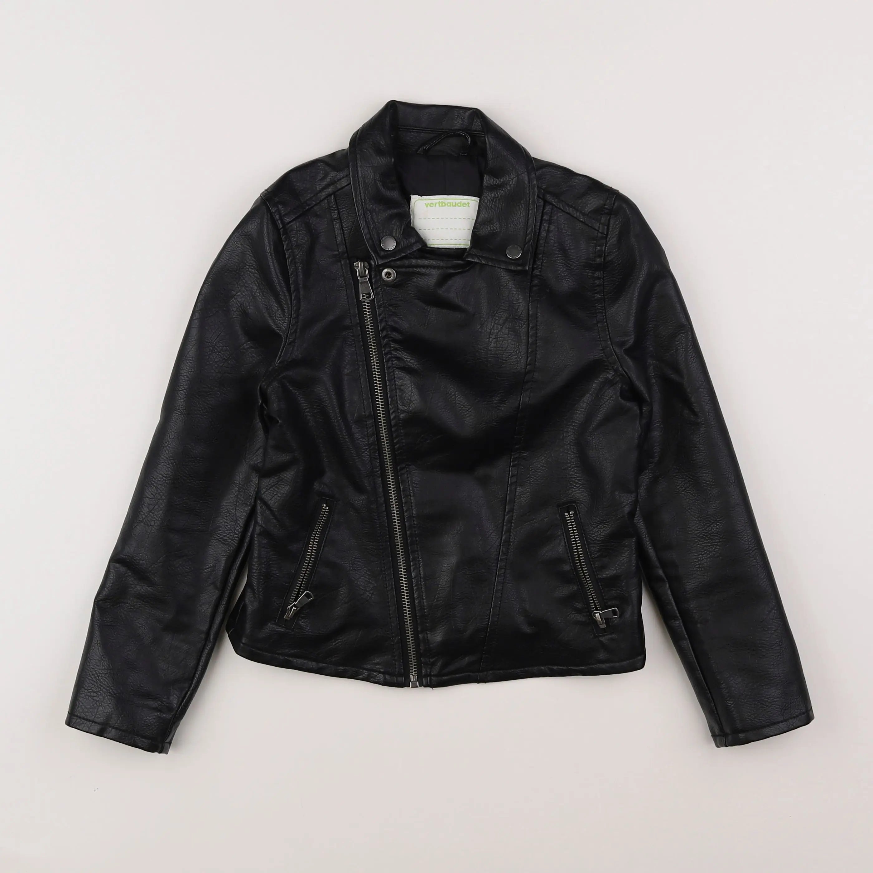 Vertbaudet - veste simili cuir noir - 8 ans
