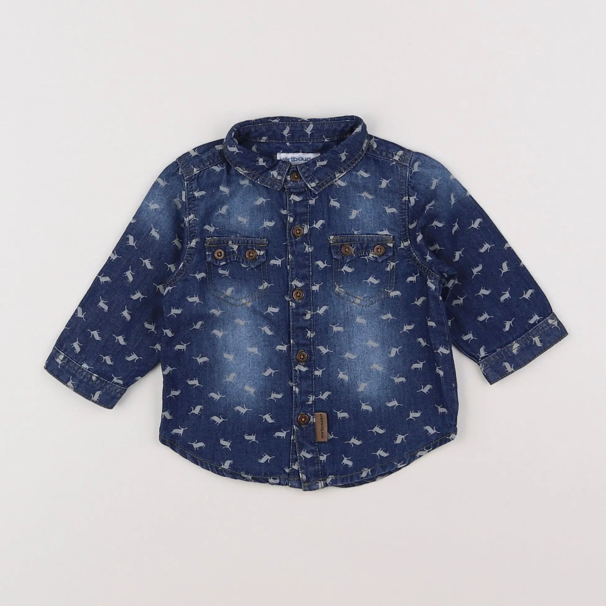Vertbaudet - chemise bleu - 3 mois