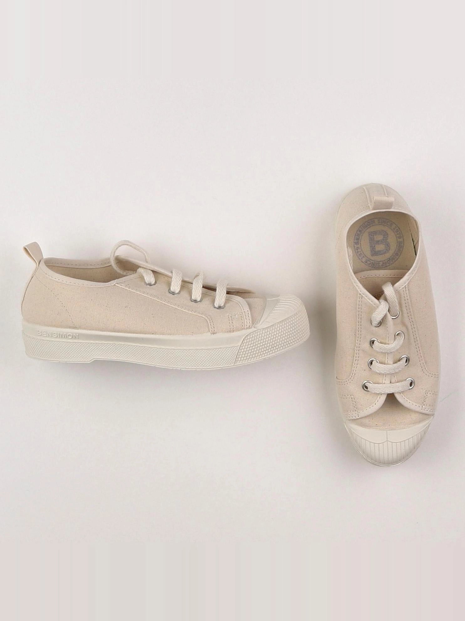 Bensimon - tennis à scratch/ lacets beige - pointure 33