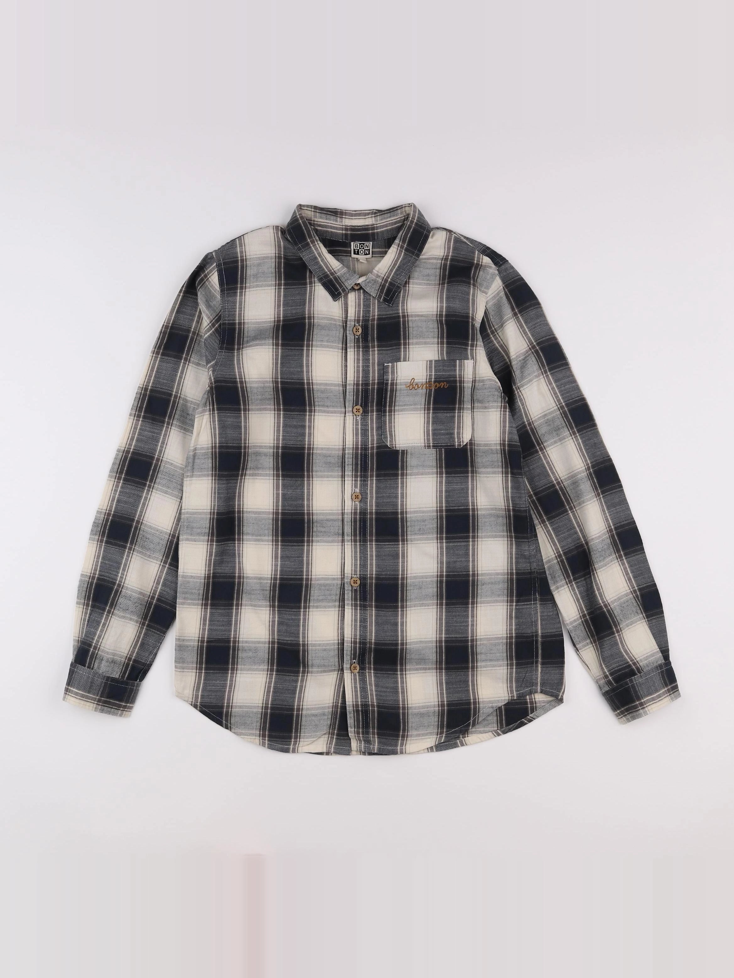 Bonton - chemise beige, gris - 14 ans