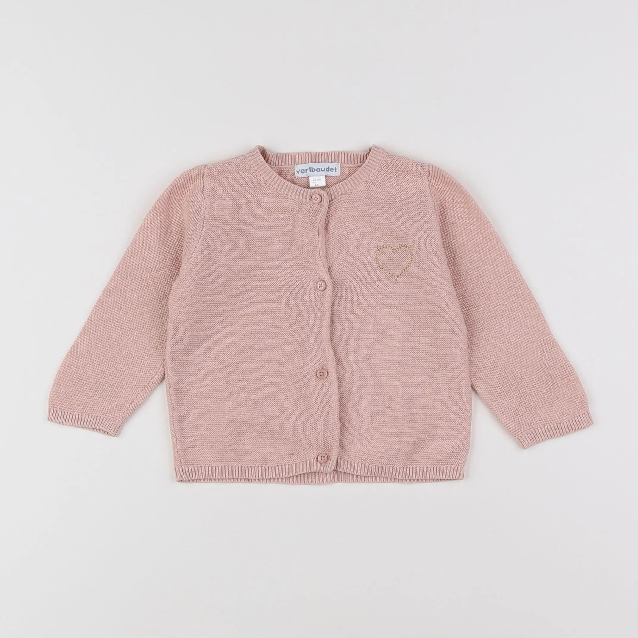 Vertbaudet - gilet rose, or - 6 mois