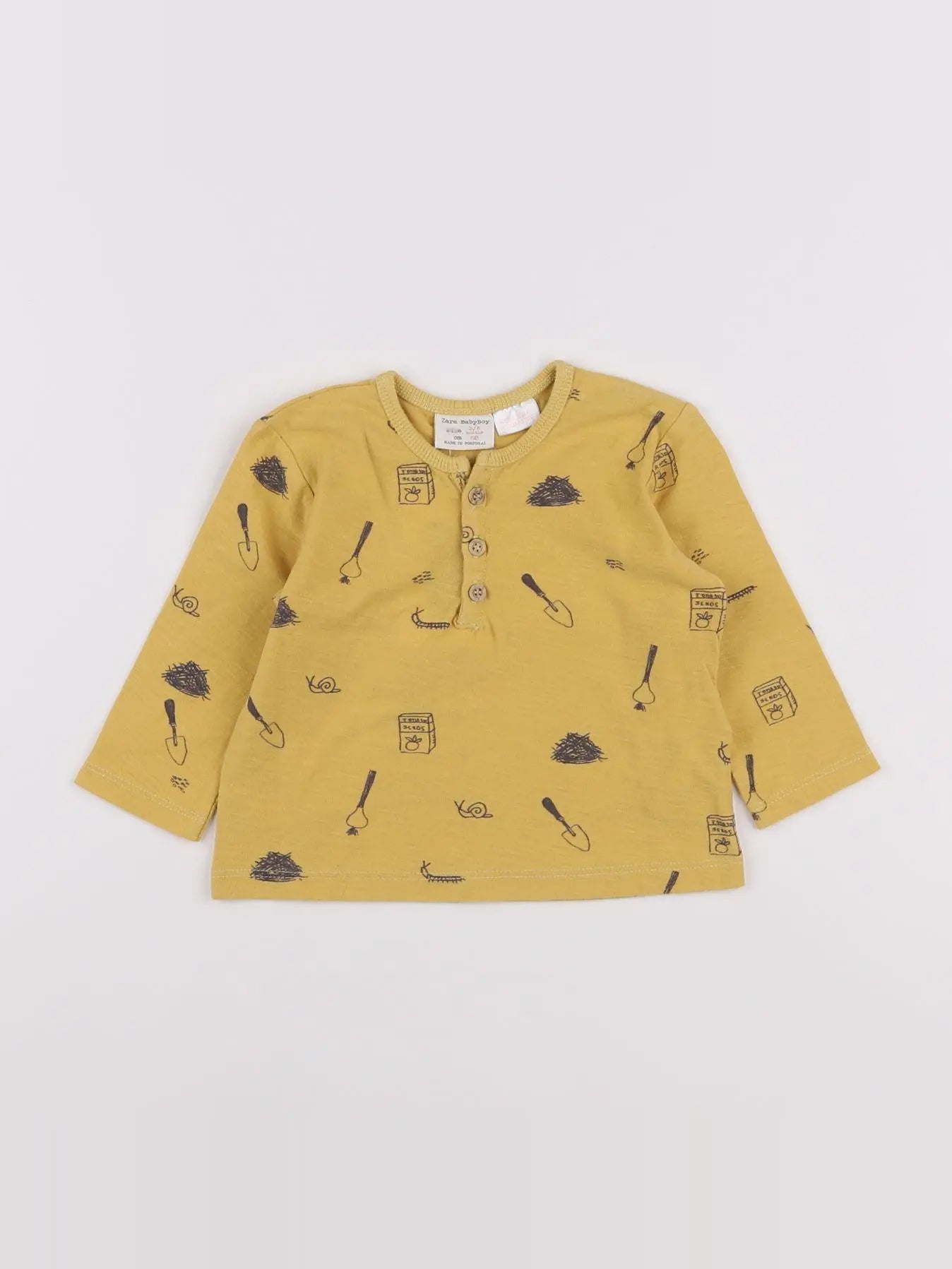 Zara - tee-shirt jaune - 3/6 mois