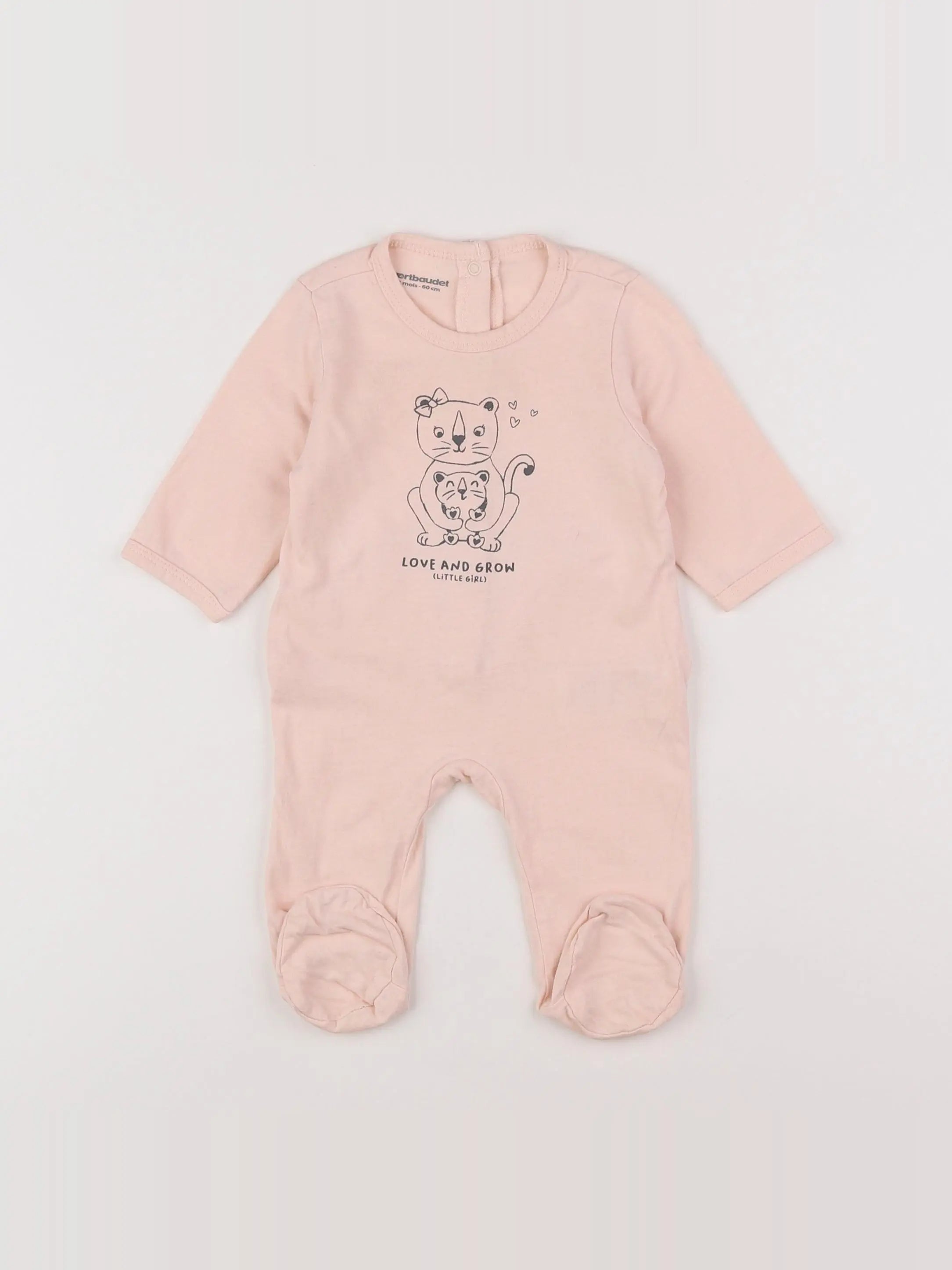 Vertbaudet - pyjama coton rose - 6 mois