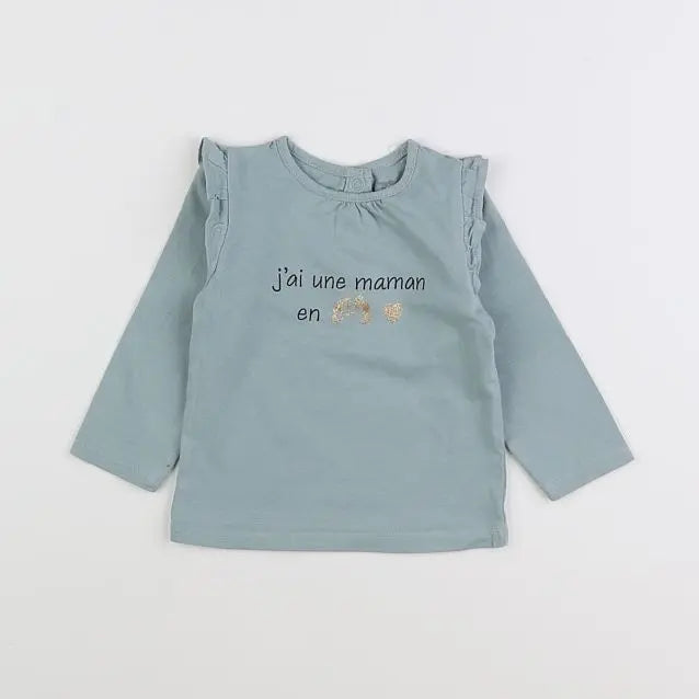 Vertbaudet - tee-shirt bleu - 12 mois