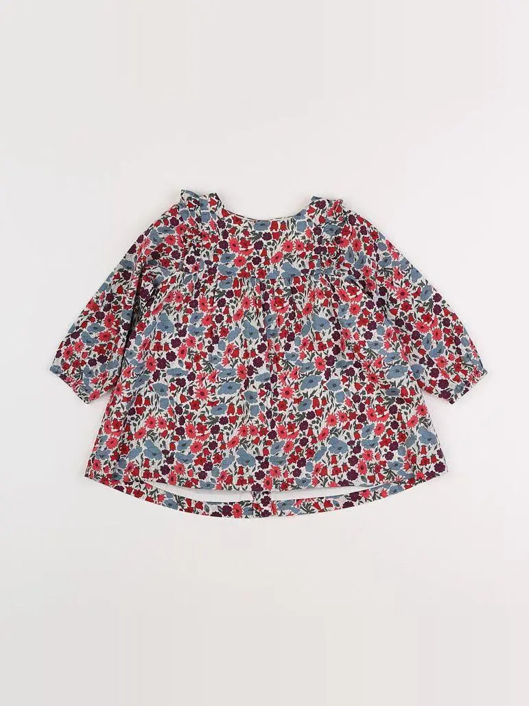 Jacadi - robe liberty bleu, rose, rouge - 12 mois