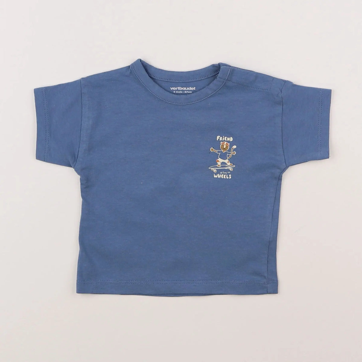 Vertbaudet - tee-shirt imprimé au dos bleu - 6 mois
