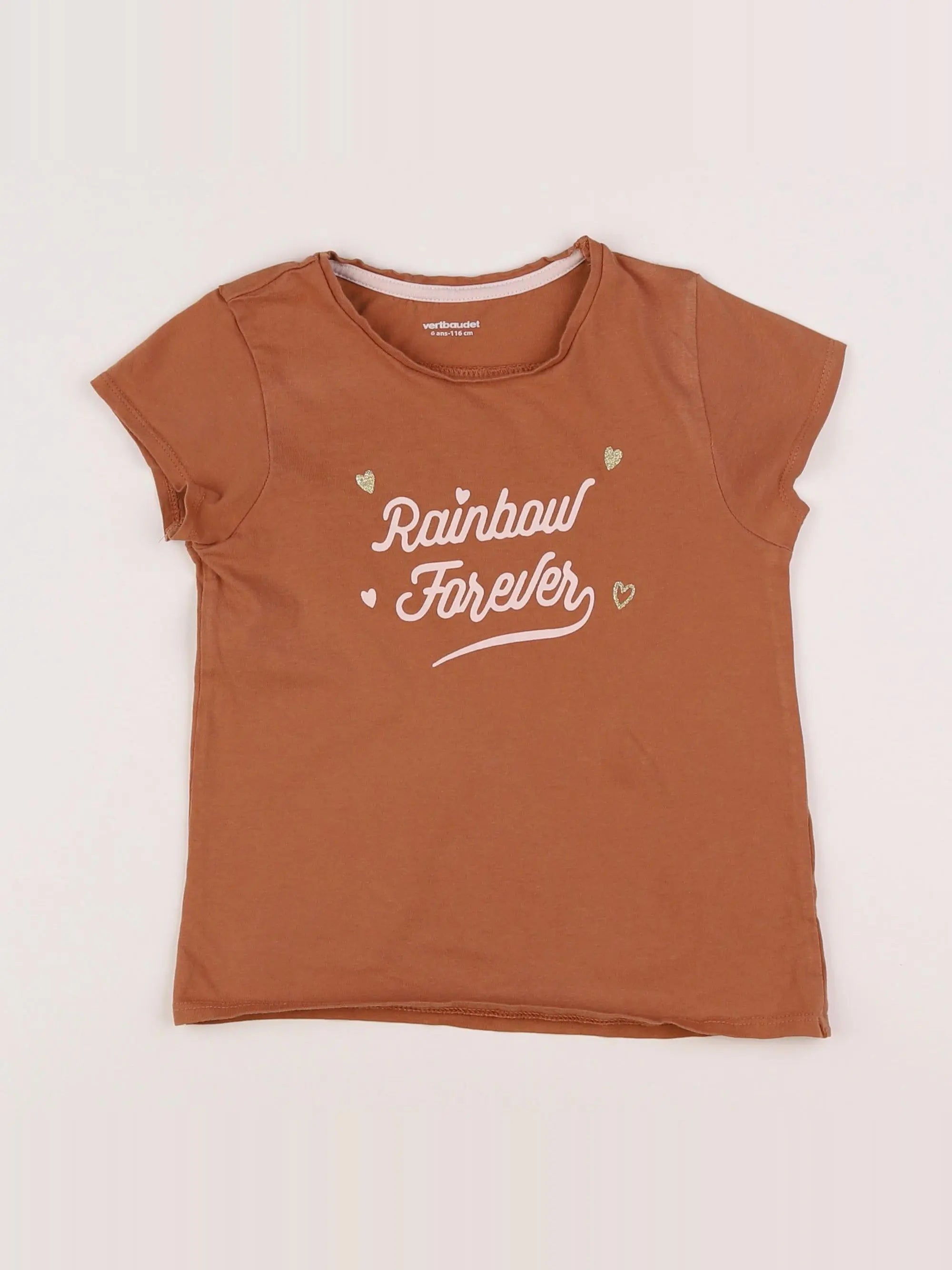 Vertbaudet - tee-shirt marron - 6 ans