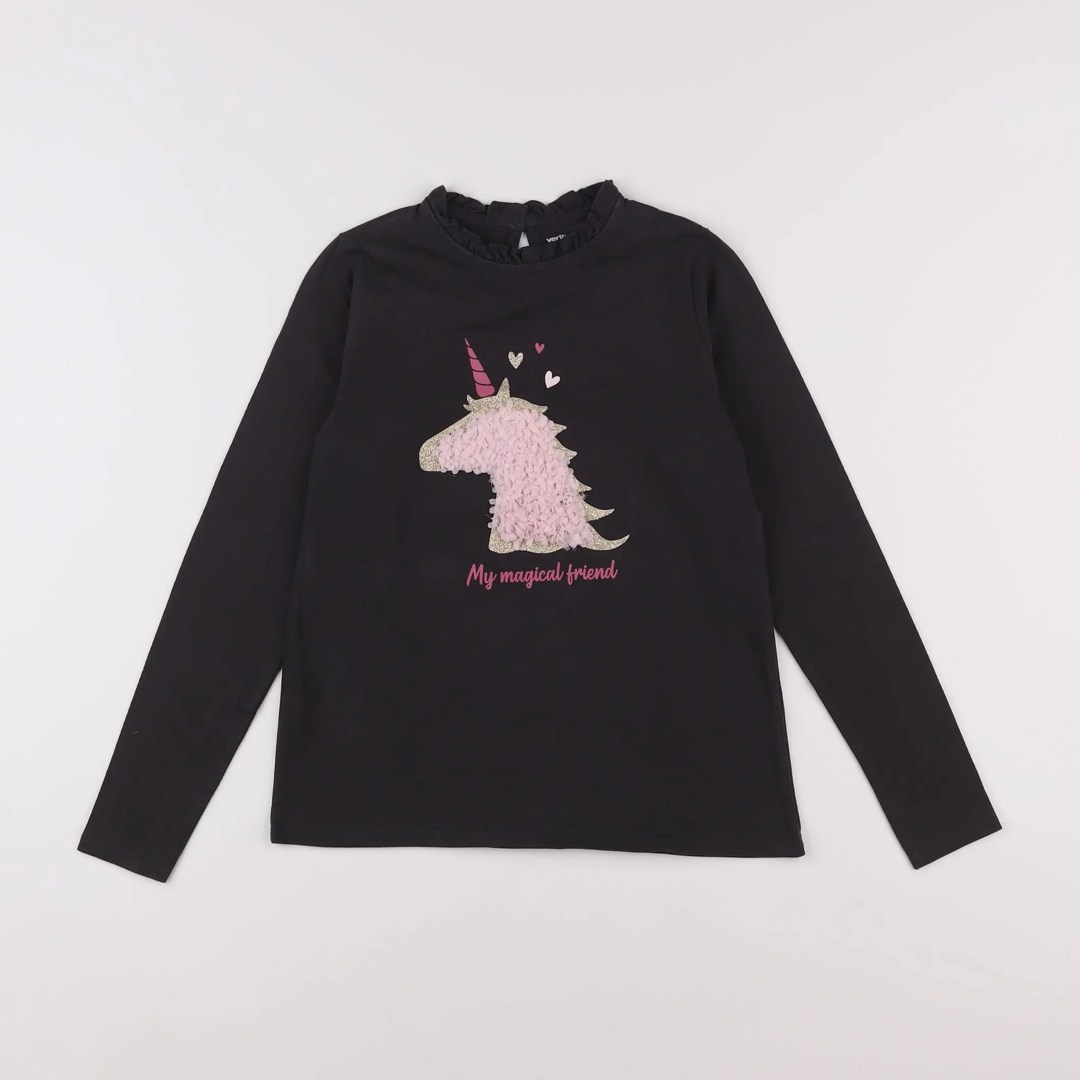 Vertbaudet - tee-shirt gris, rose - 10 ans