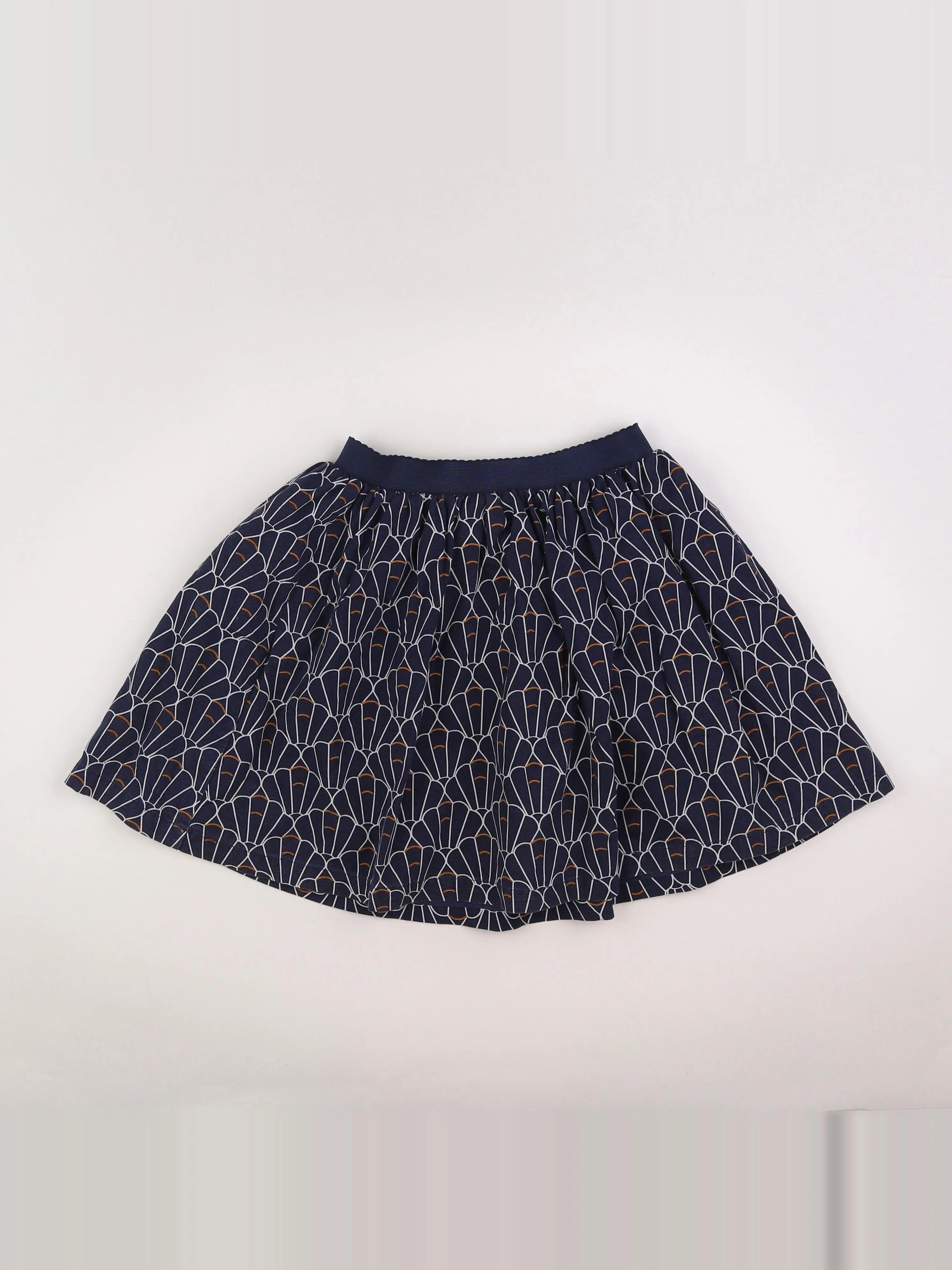 Okaidi - jupe bleu, blanc, marron - 8 ans