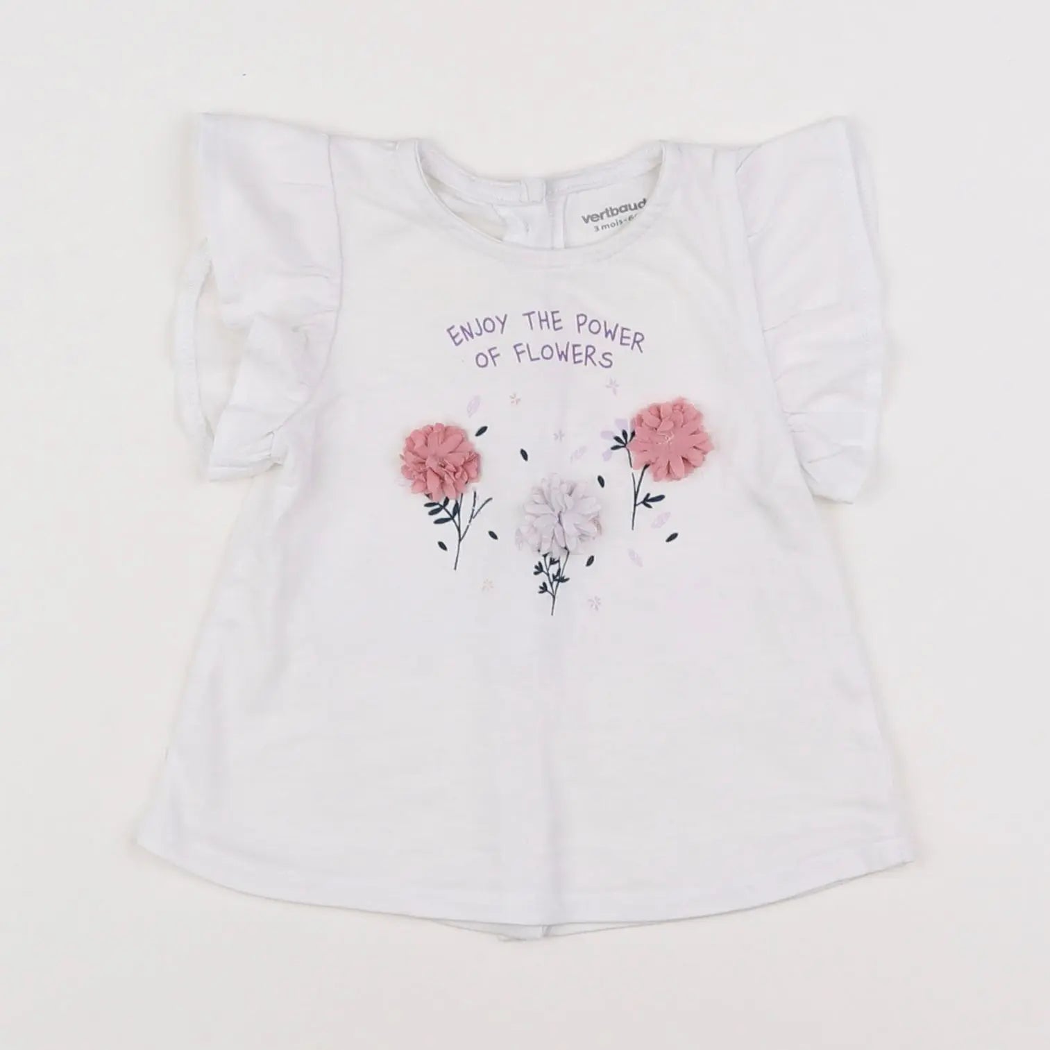 Vertbaudet - tee-shirt blanc - 3 mois
